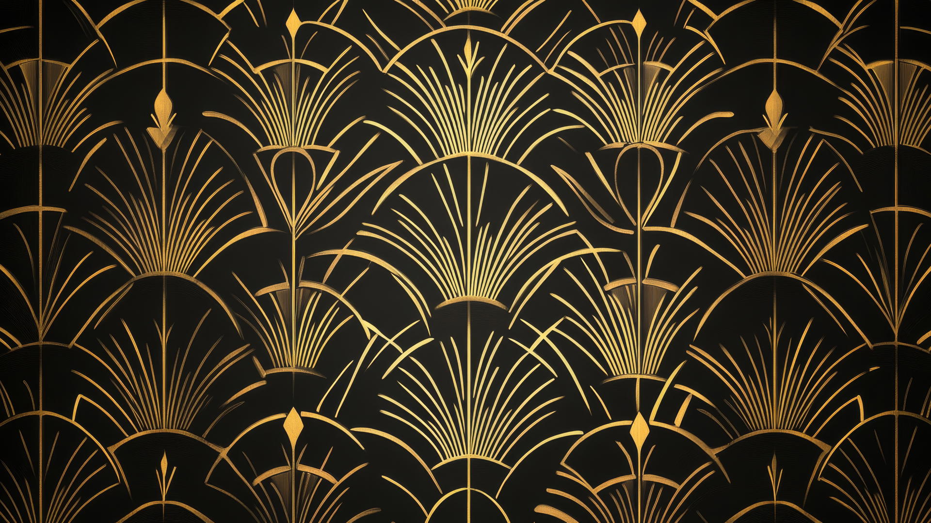 Aesthetic black wallpaper with sophisticated black and gold art deco pattern