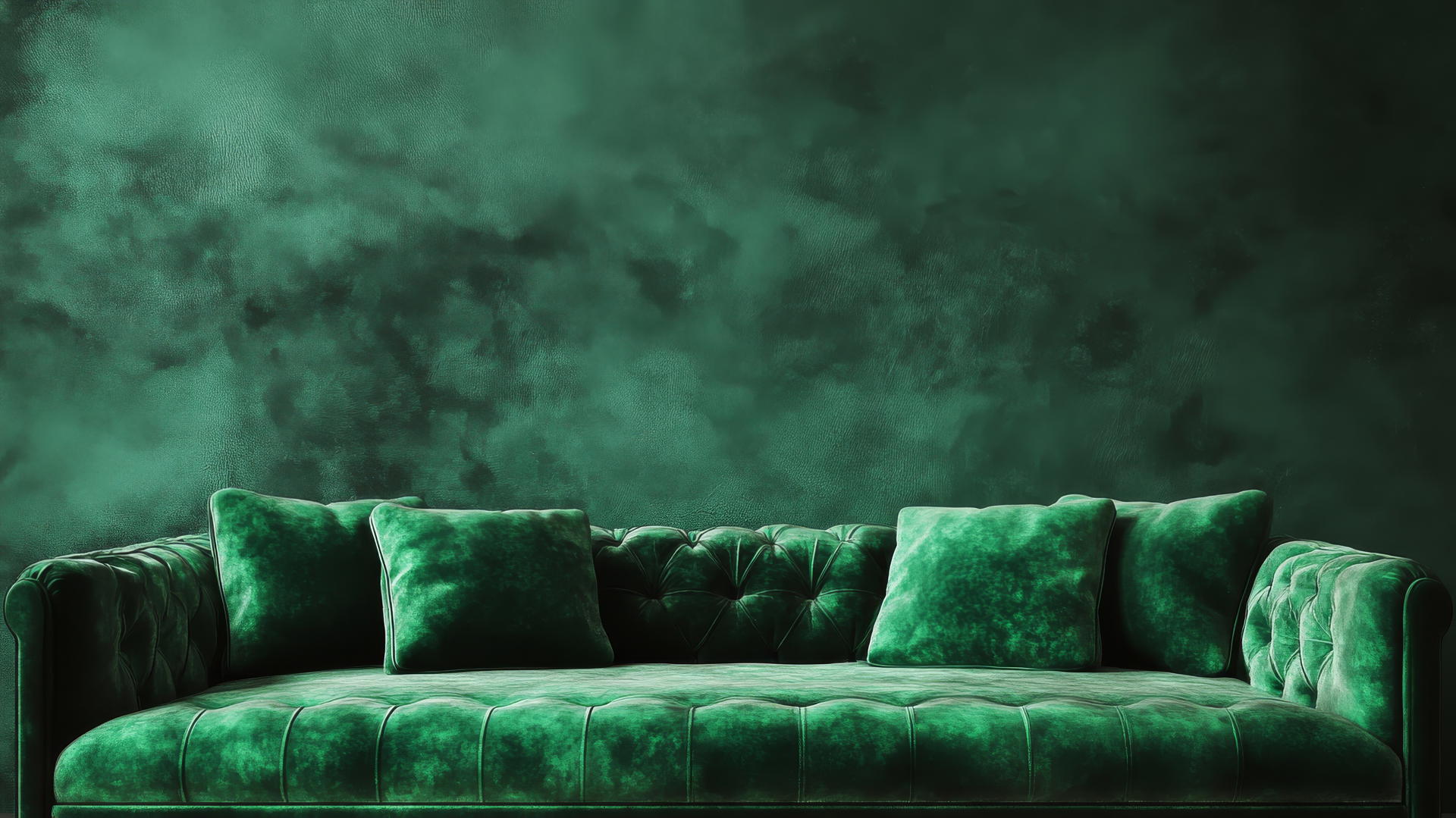 Opulent emerald green wallpaper with velvet texture