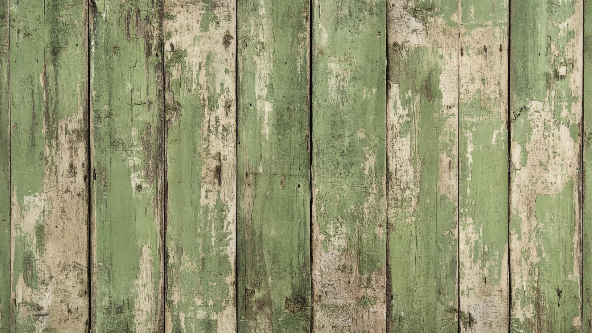 rustic olive green wallpaper with distressed wood texture and chipped paint