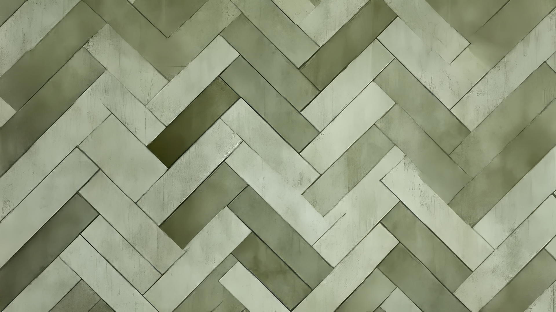 olive green wallpaper with subtle herringbone pattern and light gray accents