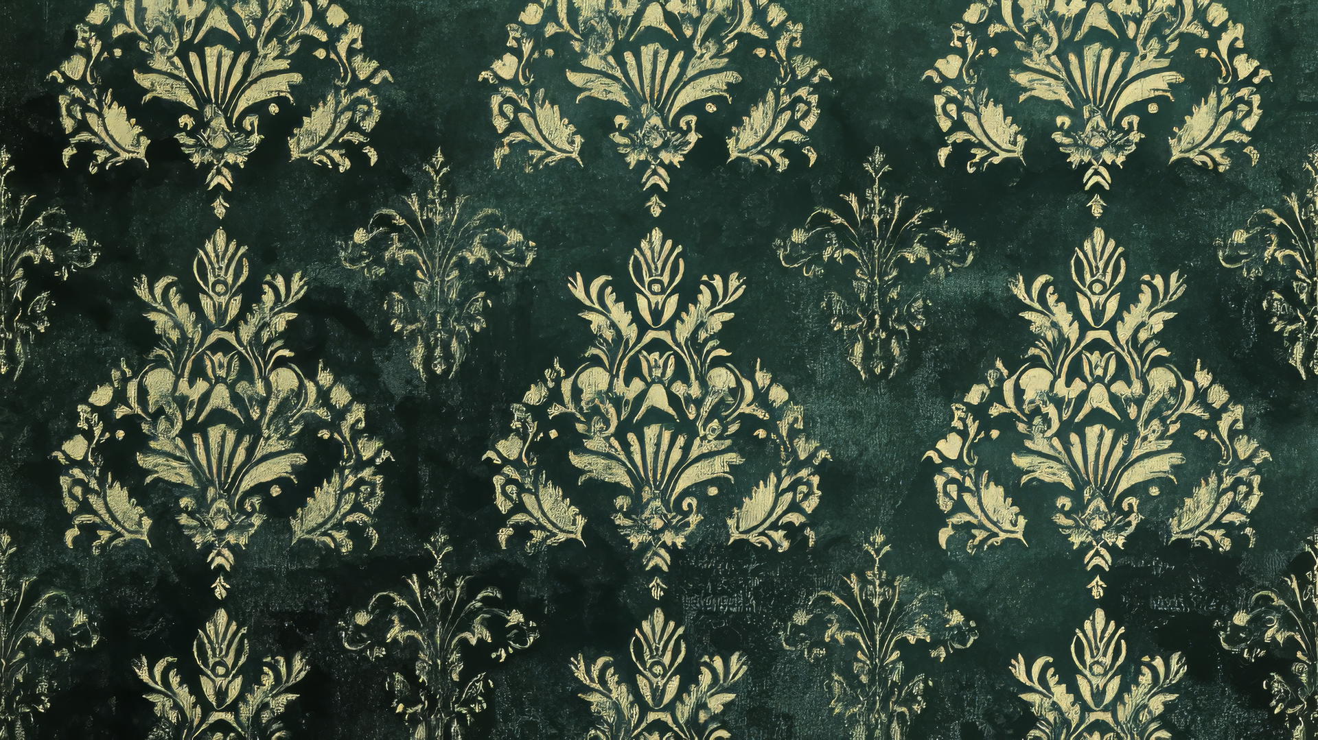 dark green wallpaper with vintage damask patterns