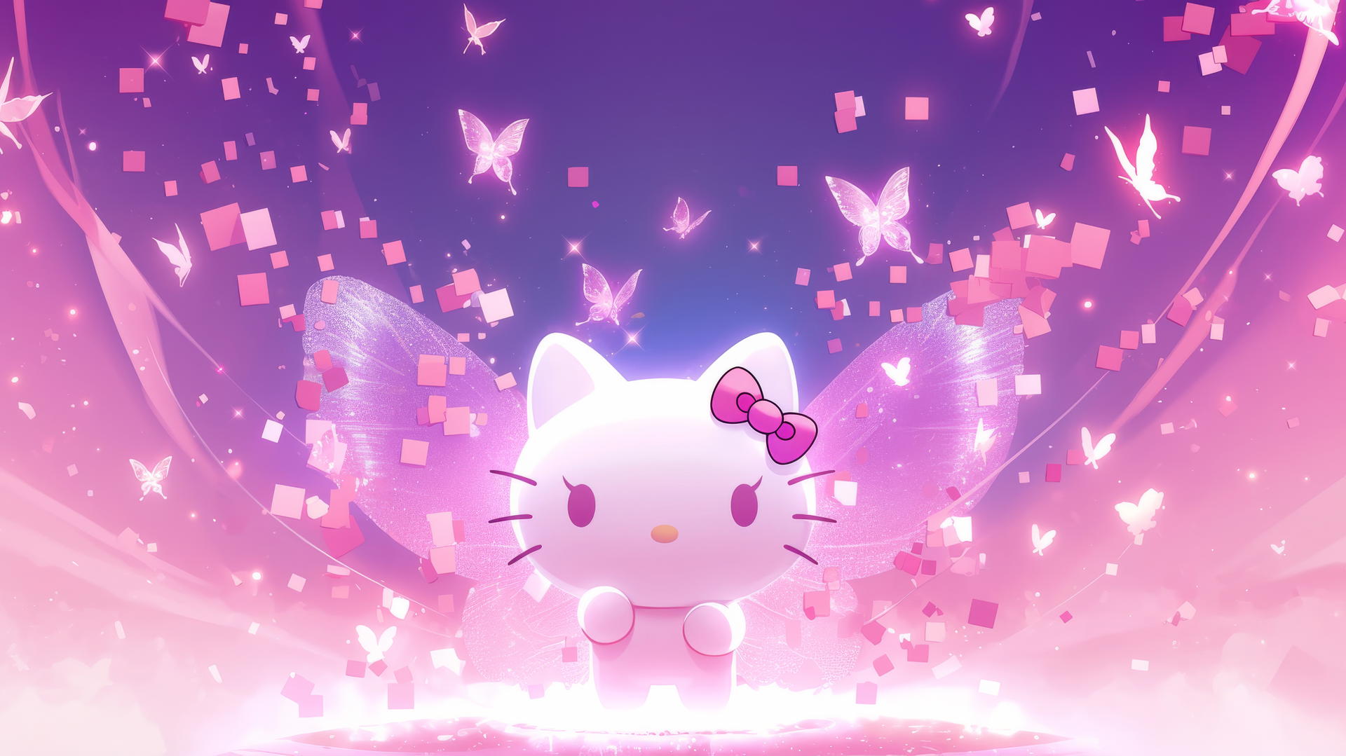 y2k hello kitty wallpaper aesthetic with metallic butterfly theme