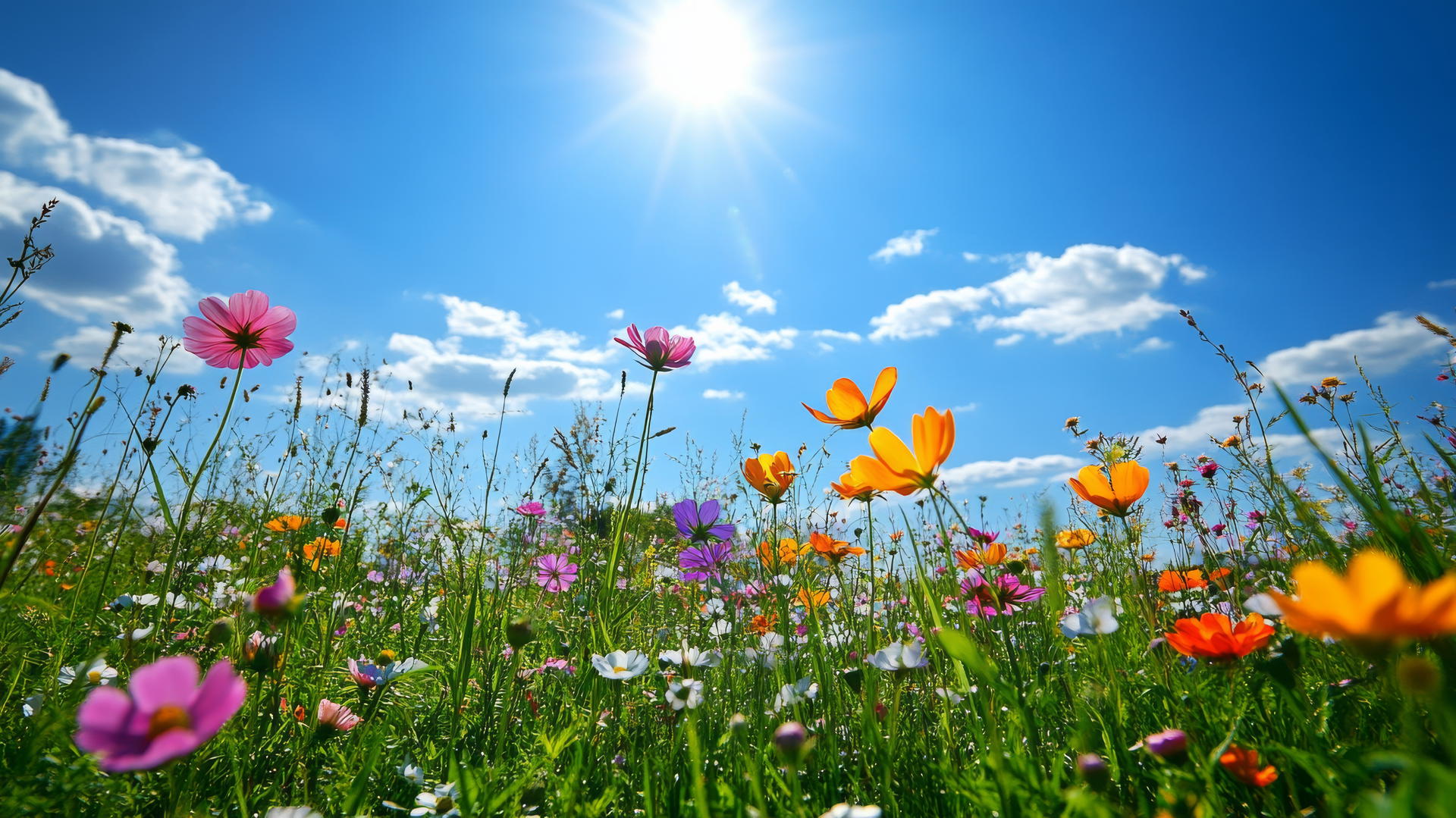 vibrant flower nature wallpaper of wildflower meadow in spring