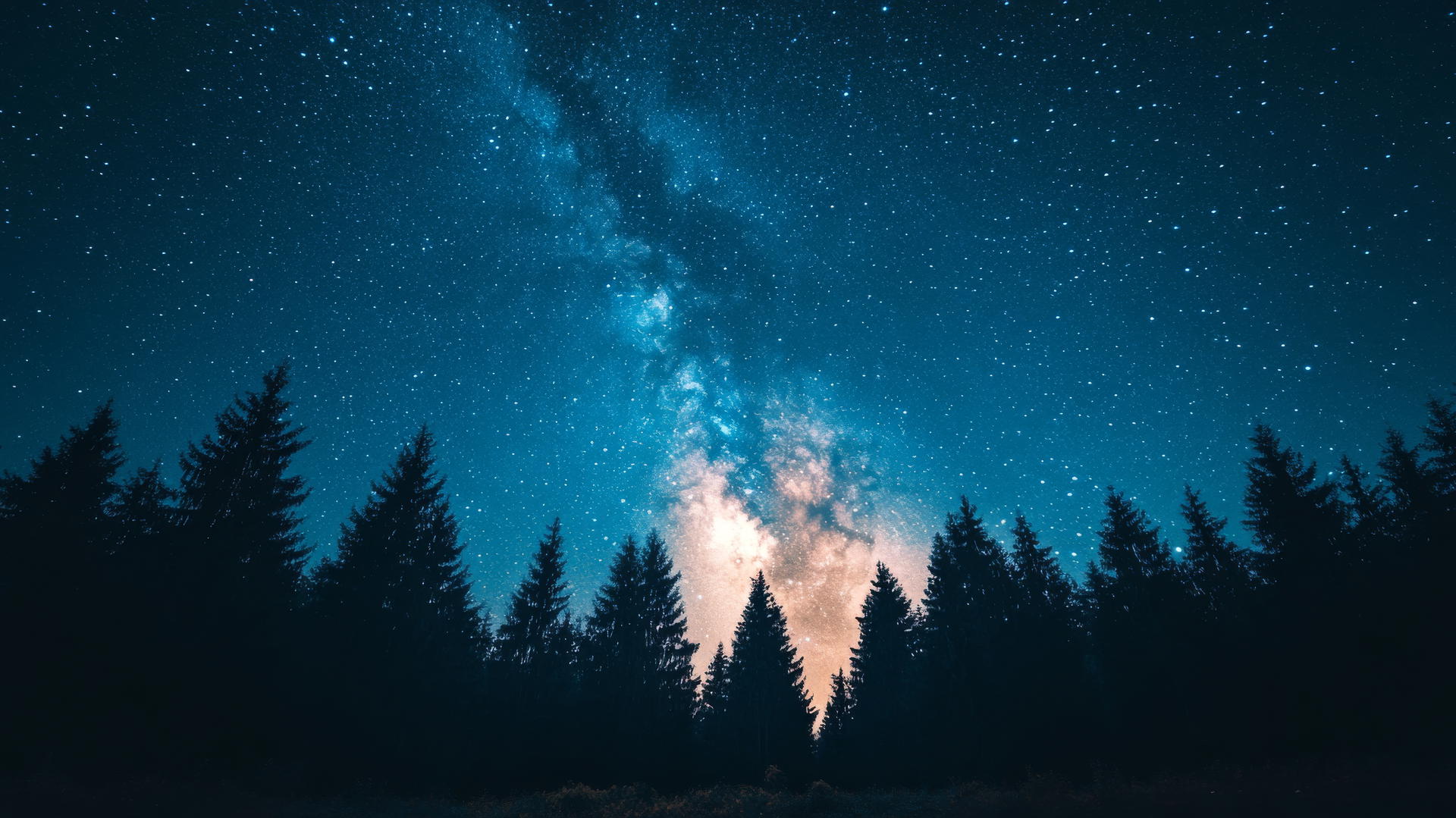 beautiful nature wallpaper 4k with starry night sky and calm forest