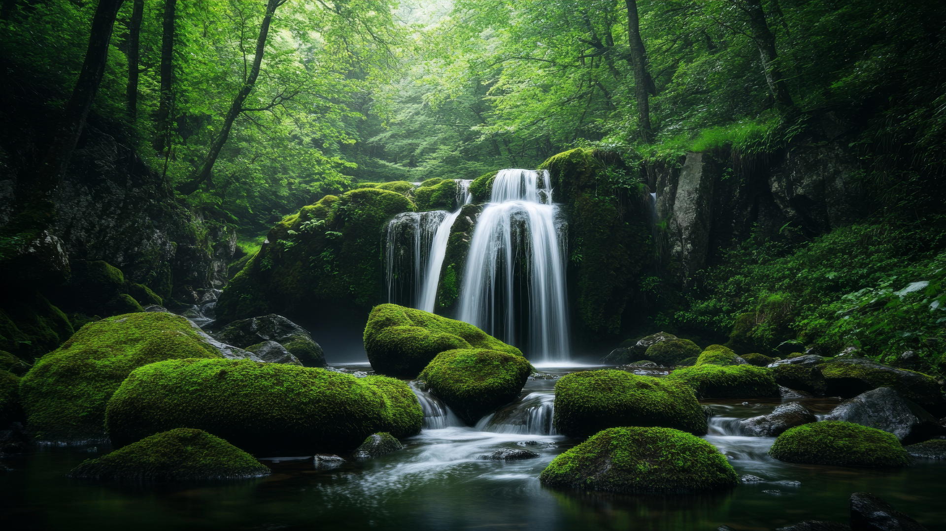 beautiful nature wallpaper 4k with serene waterfall in lush forest