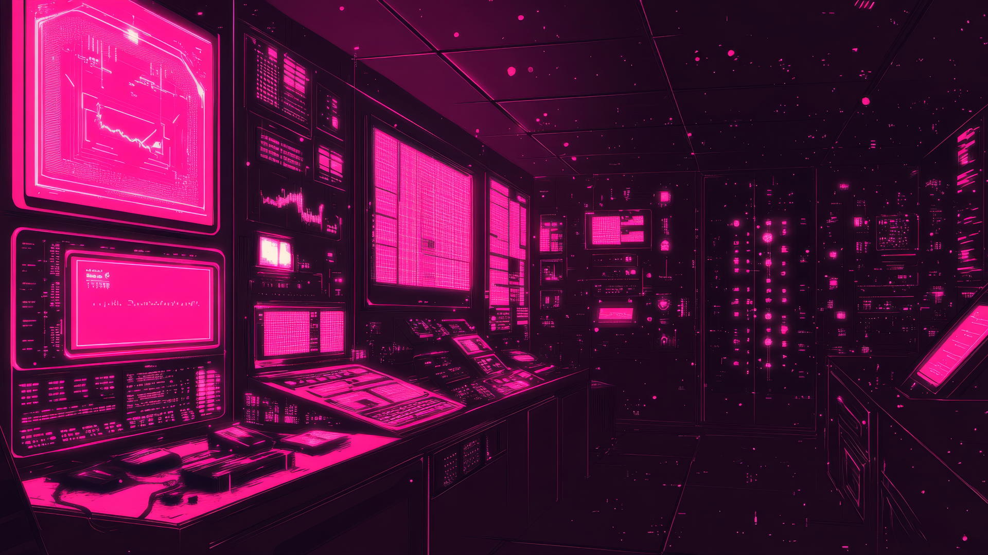 pink Y2K wallpaper with neon icons, pixelated graphics, and glitchy pop-ups
