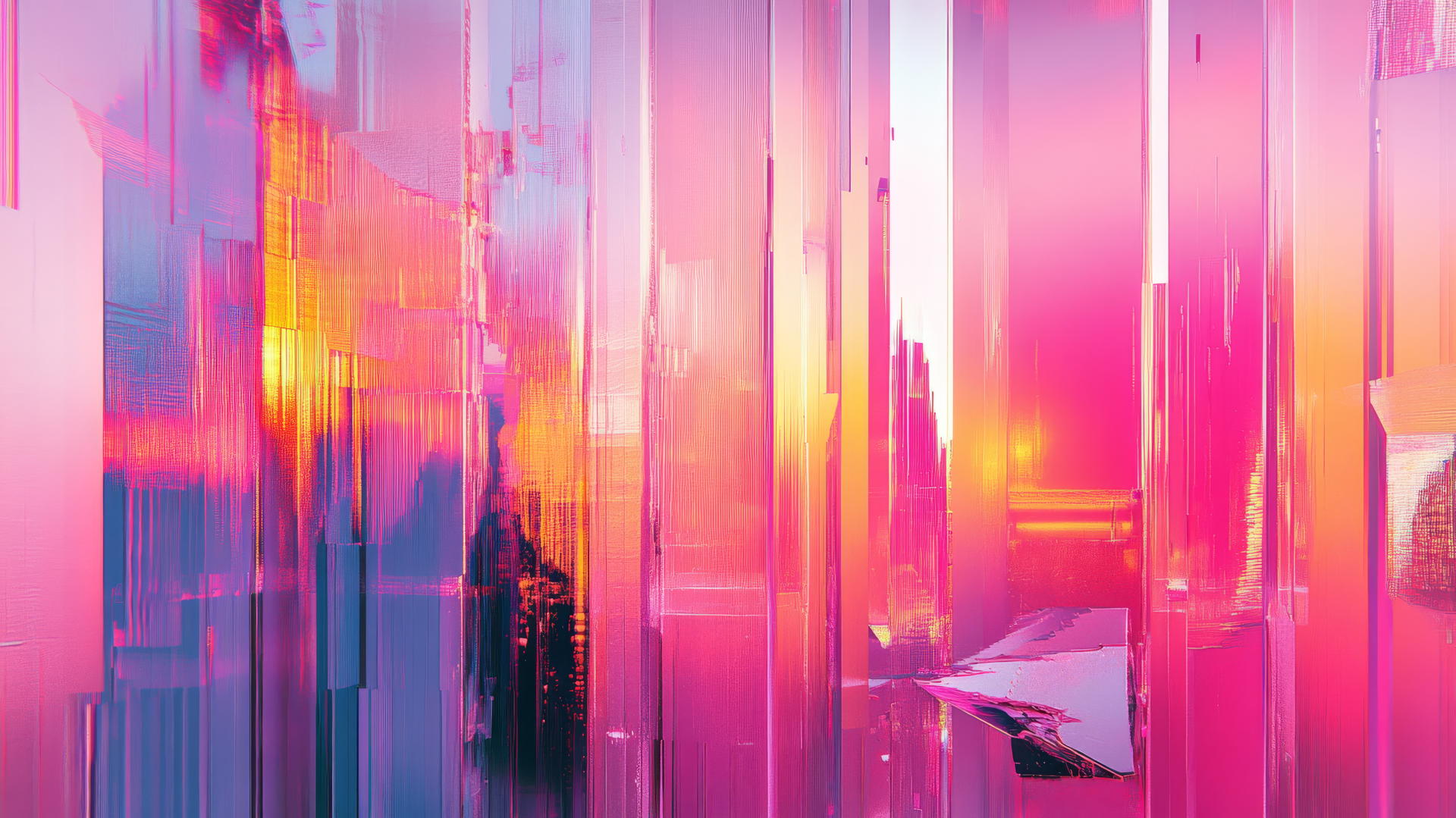 Y2K aesthetic wallpaper with holographic textures, glitch effects, neon gradients