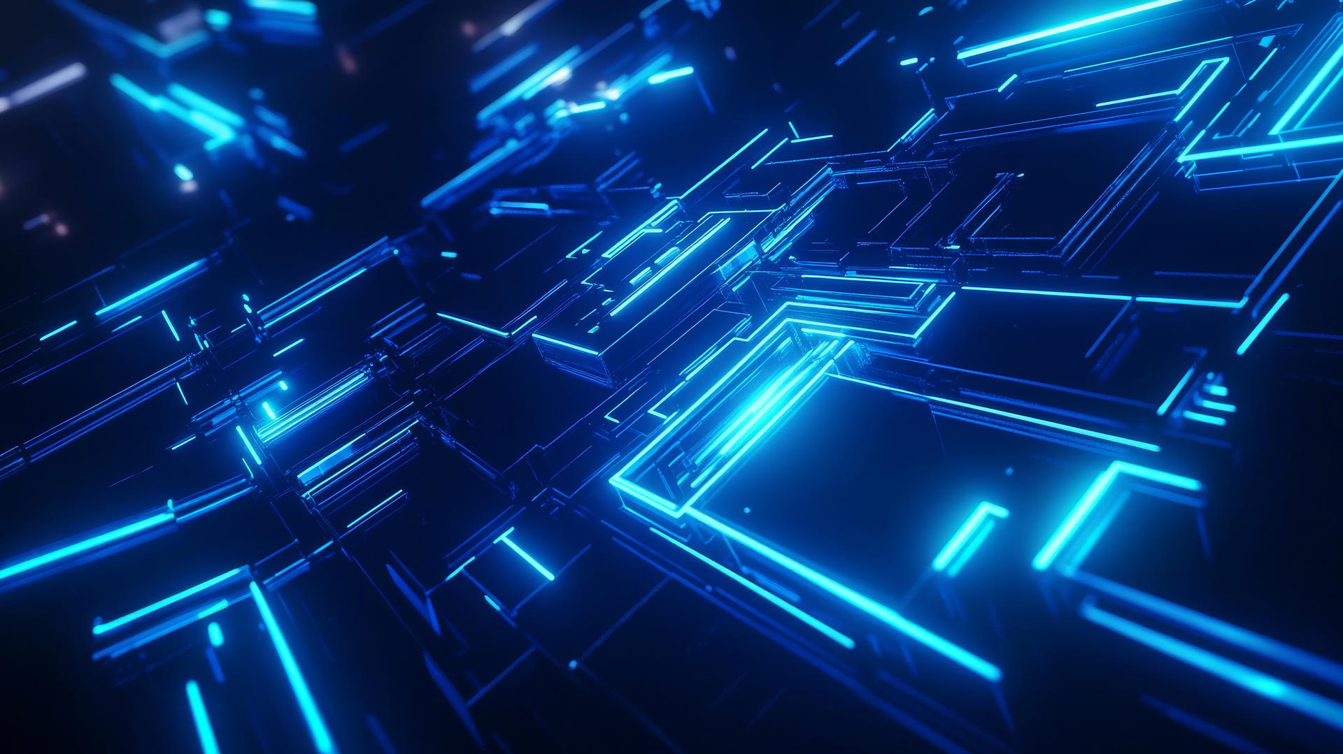 blue aesthetic wallpaper with neon blue lines and shapes on a dark background