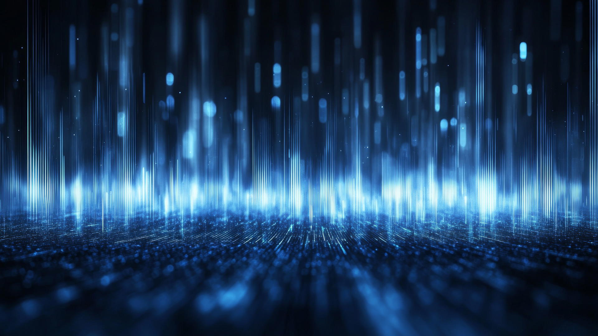 Dark blue wallpaper with dynamic digital waveforms