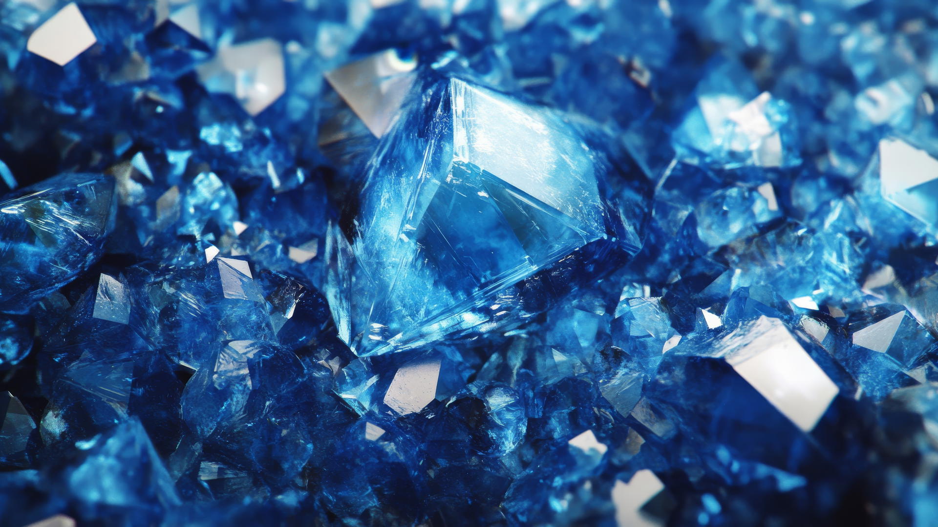 blue wallpaper aesthetic with sparkling sapphire crystal clusters