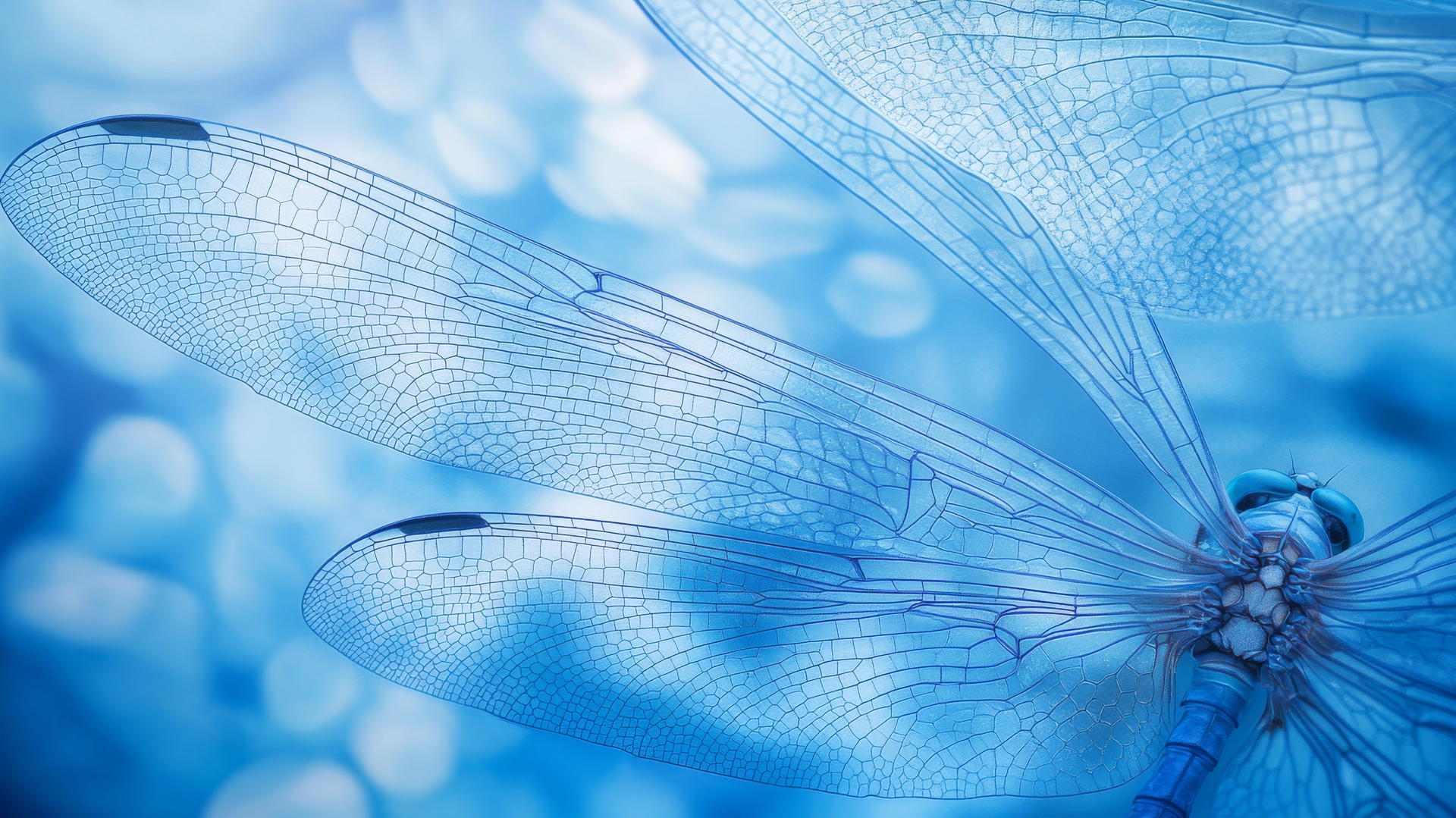 wallpaper blue with ethereal dragonfly wings in translucent blue shades