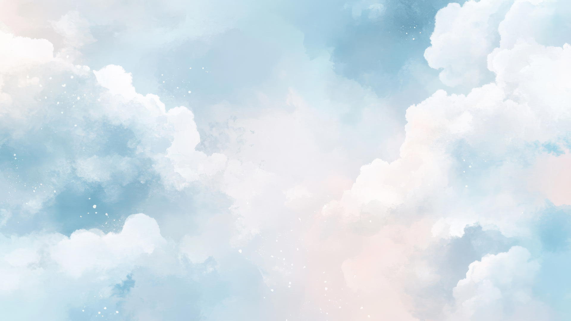 Pastel watercolor clouds in baby blue hues on a dreamy sky