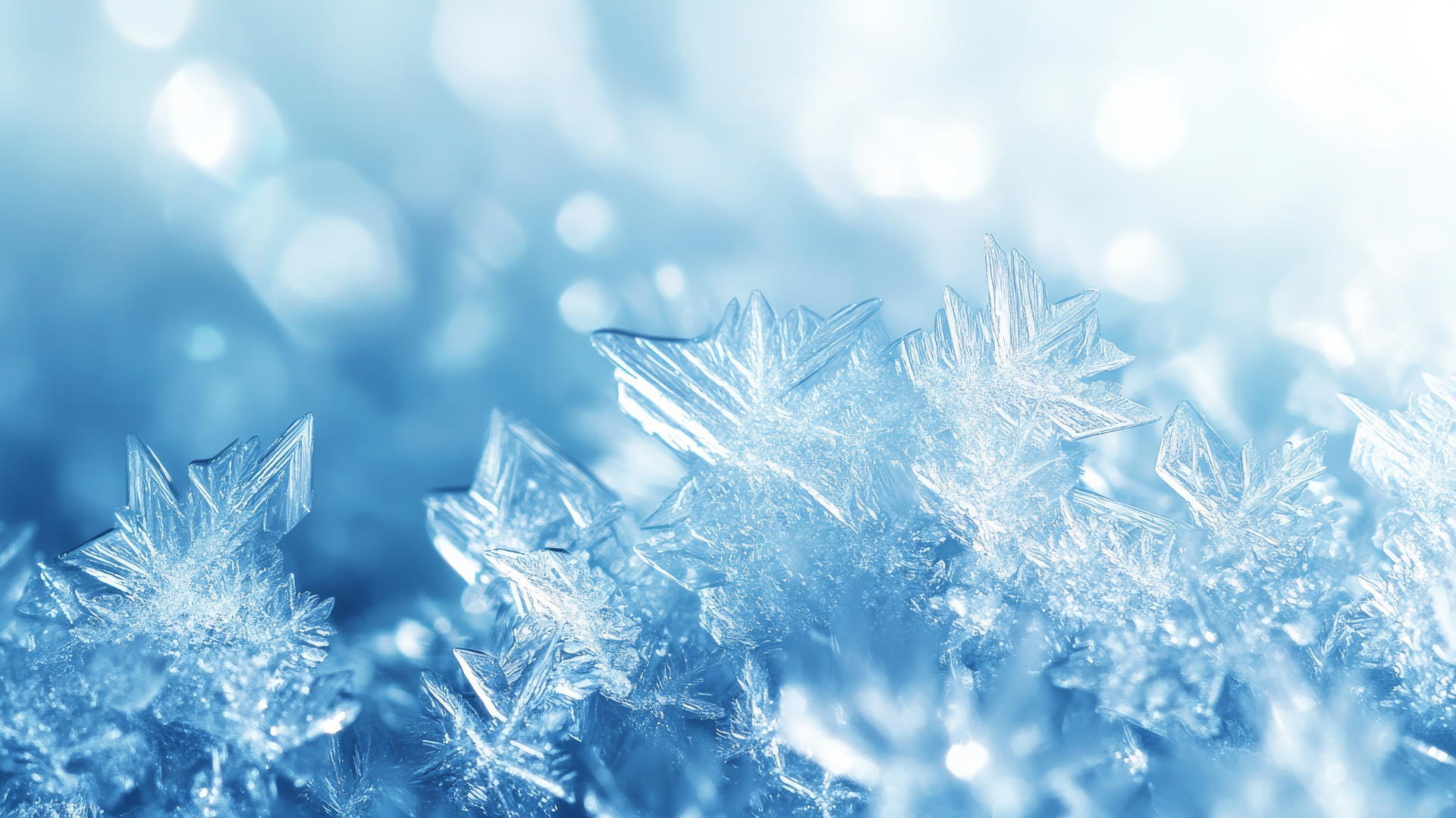 blue background wallpaper with intricate ice crystals forming on glass surface