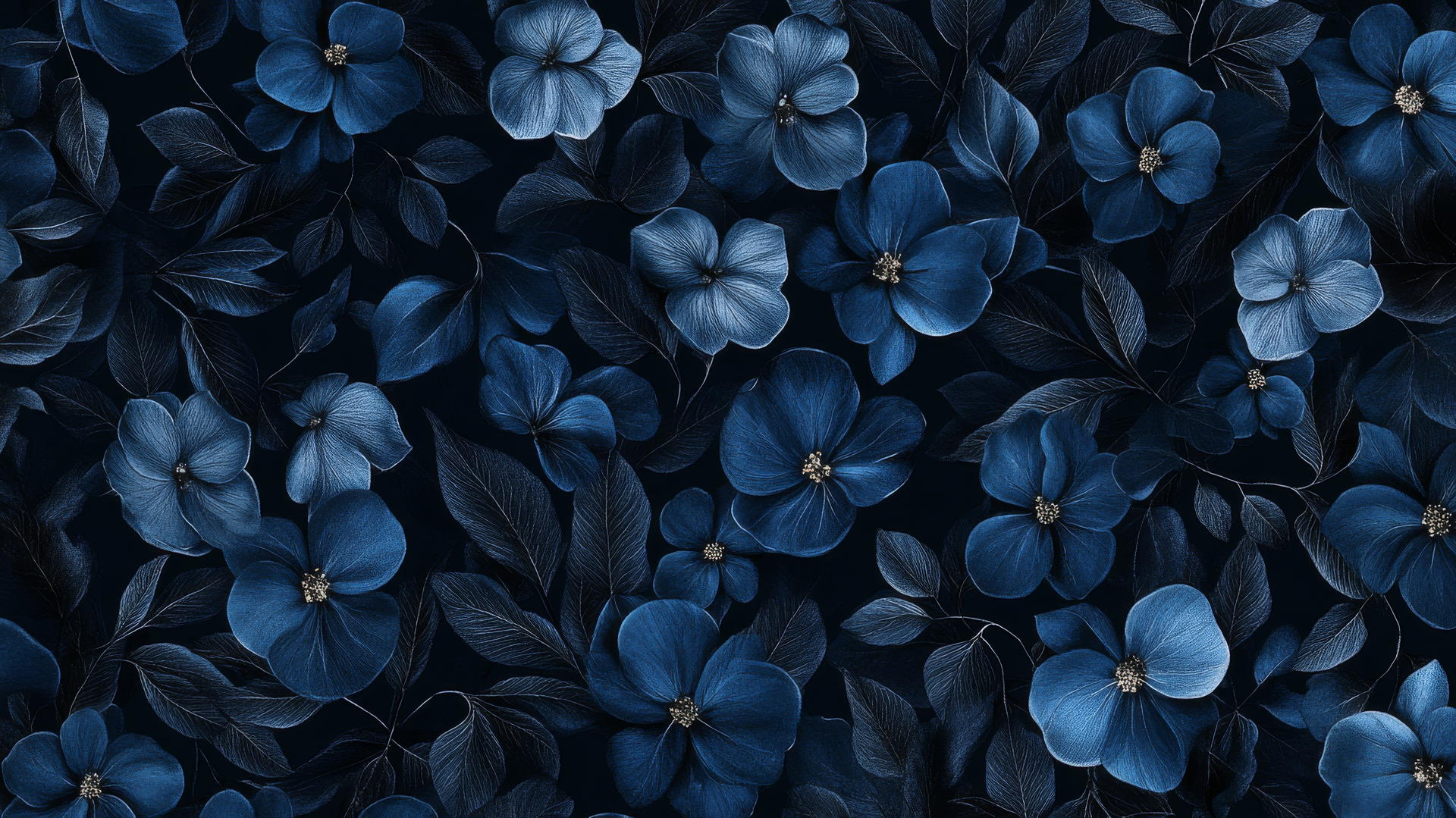 dark blue aesthetic wallpaper with intricate floral pattern