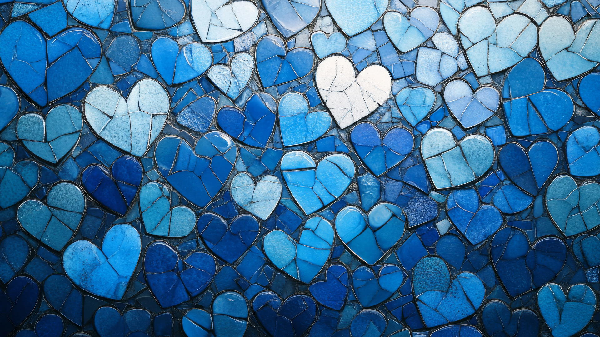 blue heart wallpaper mosaic pattern with tiny blue tiles