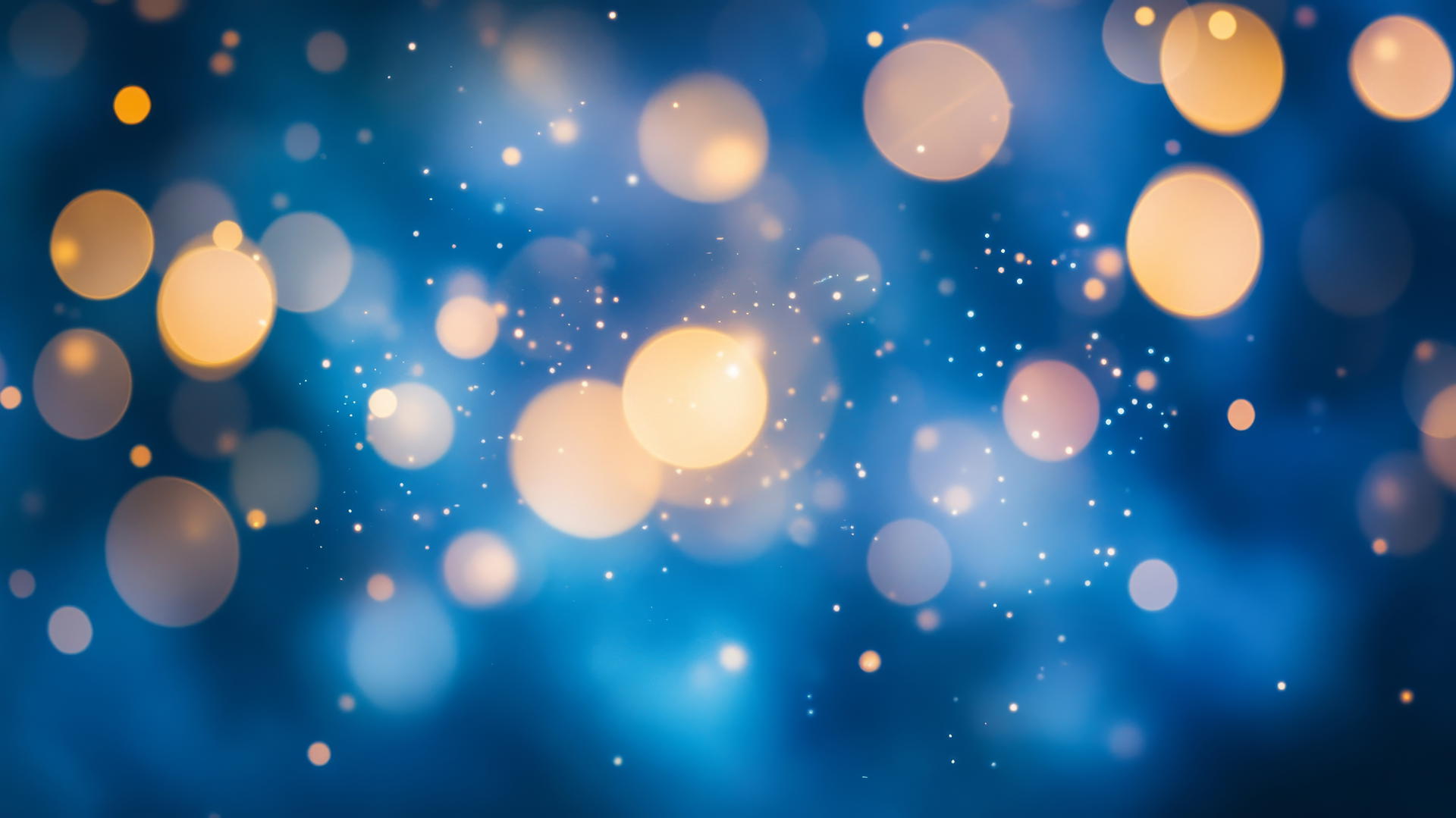 Aesthetic wallpaper blue with soft blue bokeh light effect and blurred circles against deep blue background