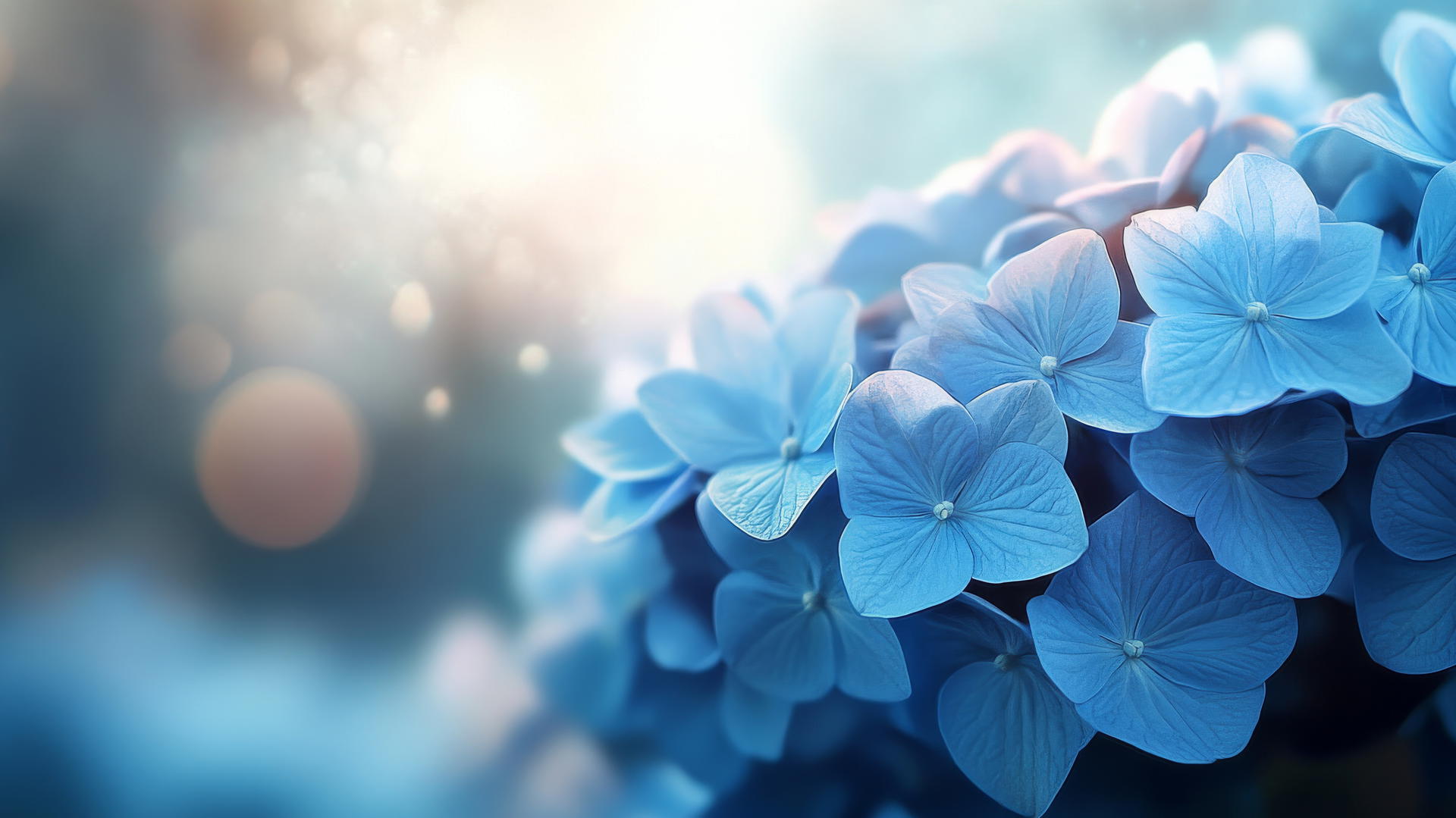 blue flower wallpaper cluster of glowing blue hydrangea petals against a blurred garden background