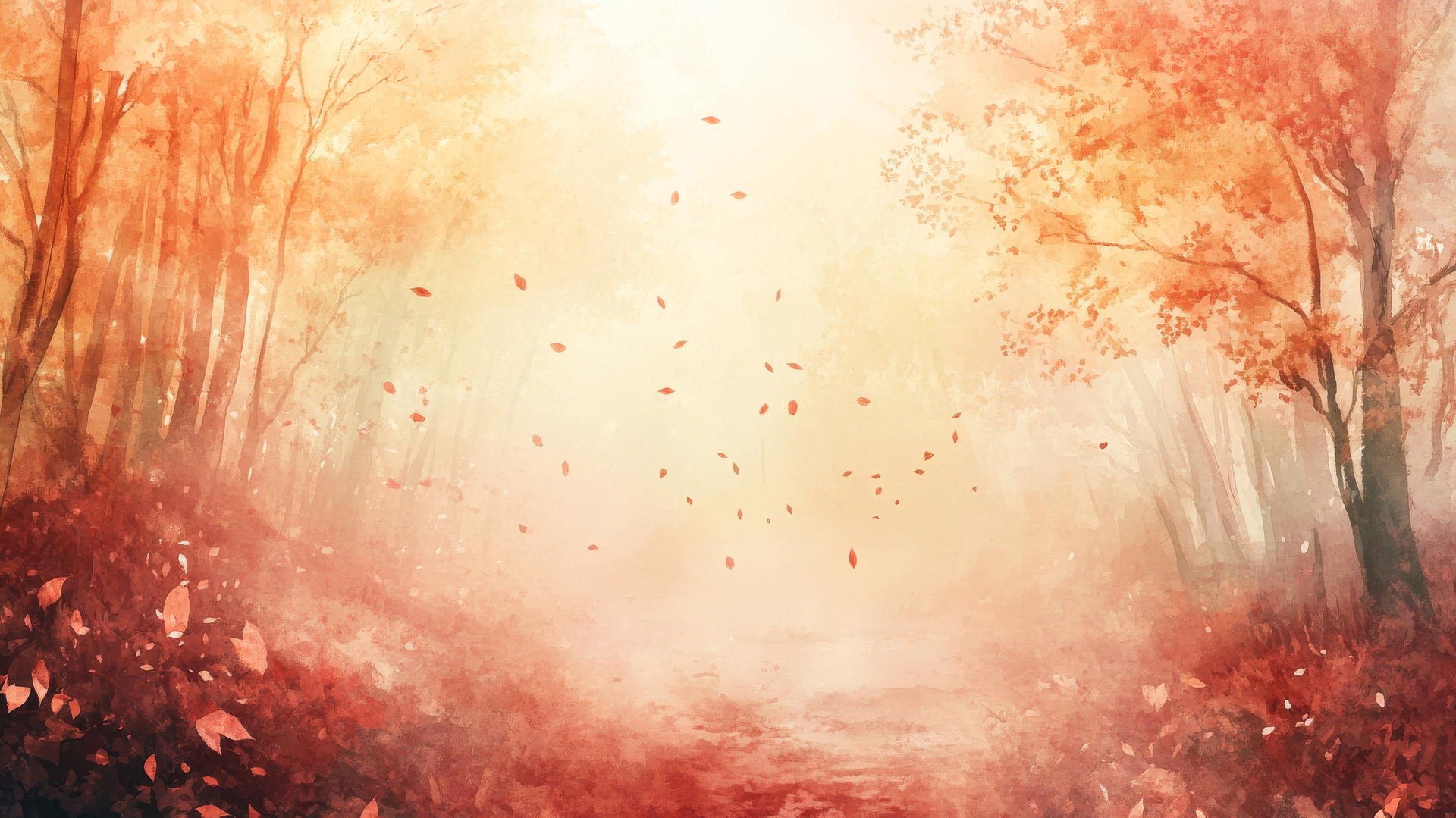 thanksgiving wallpaper aesthetic with ethereal watercolor autumn forest