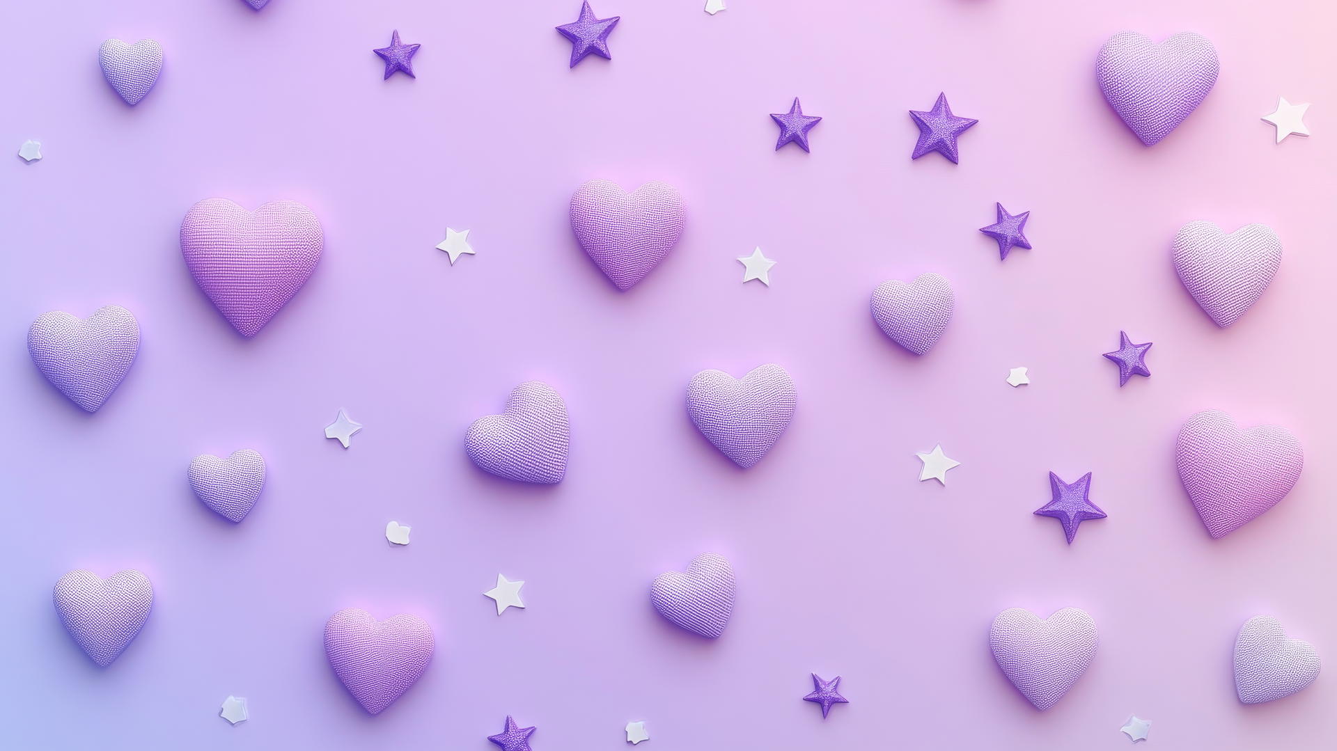 Cute purple aesthetic wallpaper with tiny pastel hearts and stars