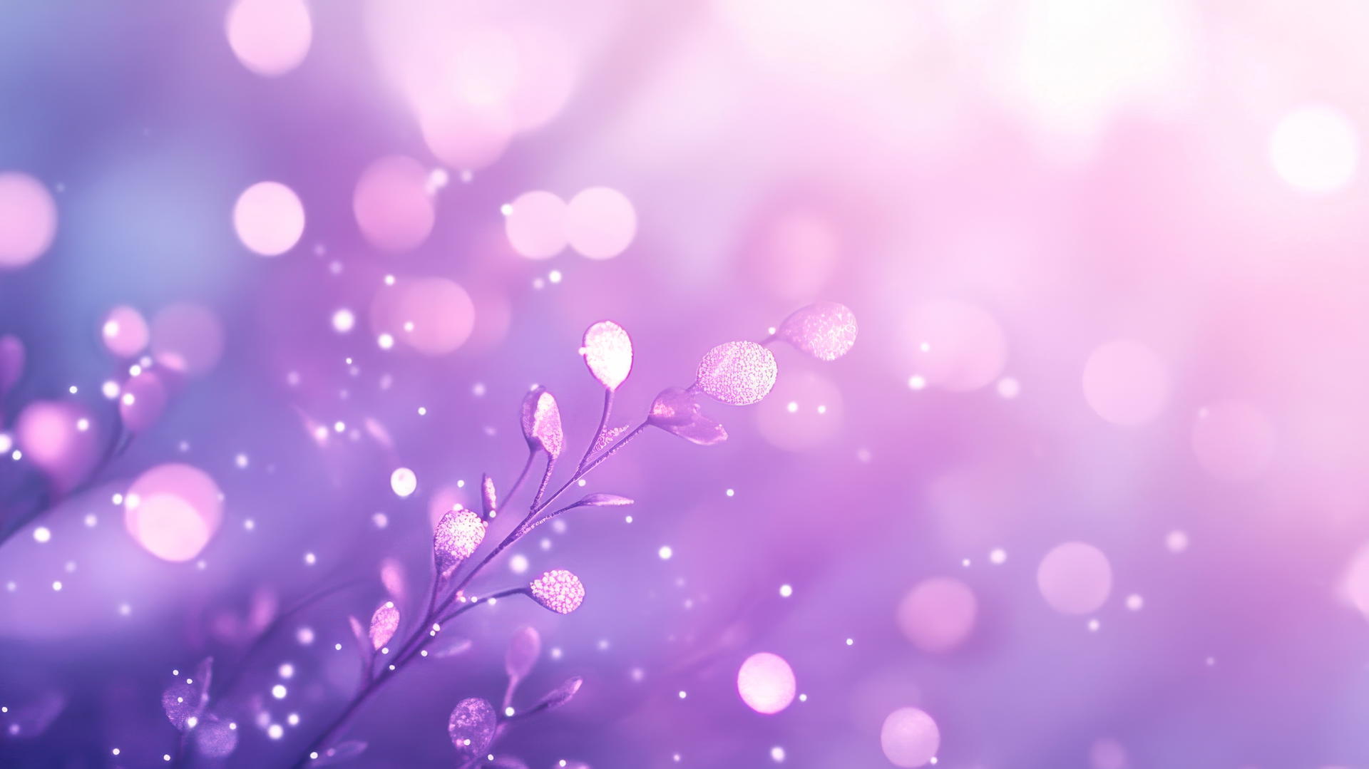 Light purple wallpaper with shimmering bokeh lights and soft ethereal glow