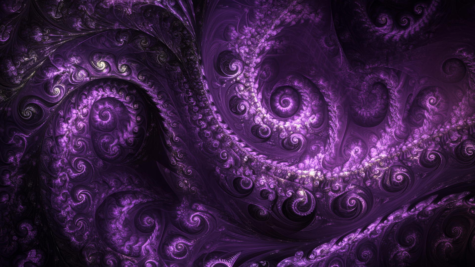 dark purple wallpaper with intricate fractal spirals and swirling shapes