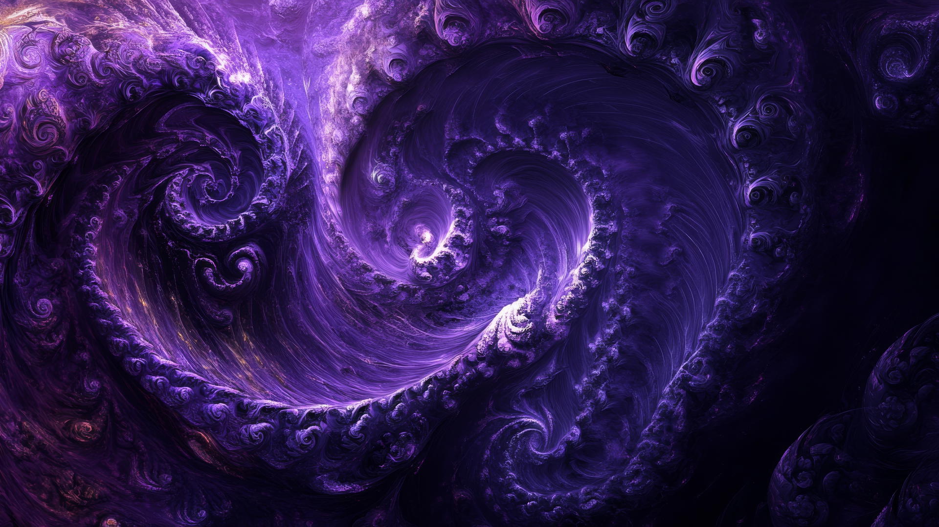 dark purple wallpaper with intricate fractal spirals and swirling shapes
