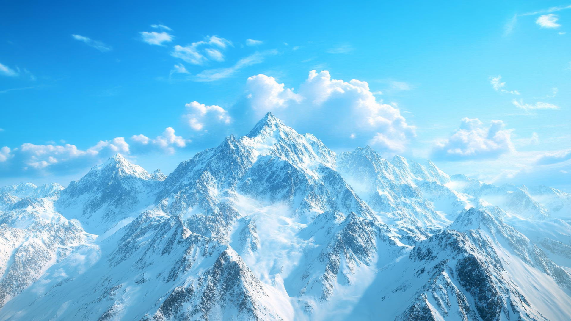 winter wallpaper with snow-capped mountain range under a clear blue sky