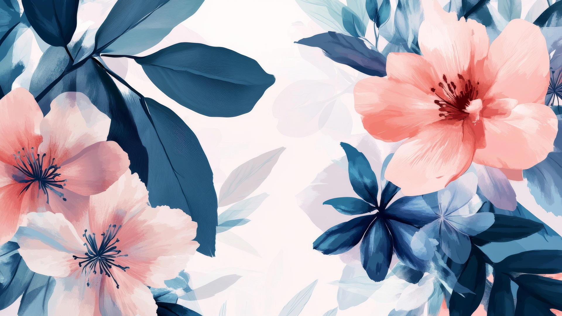 spring wallpaper with large floral elements and subtle geometric patterns