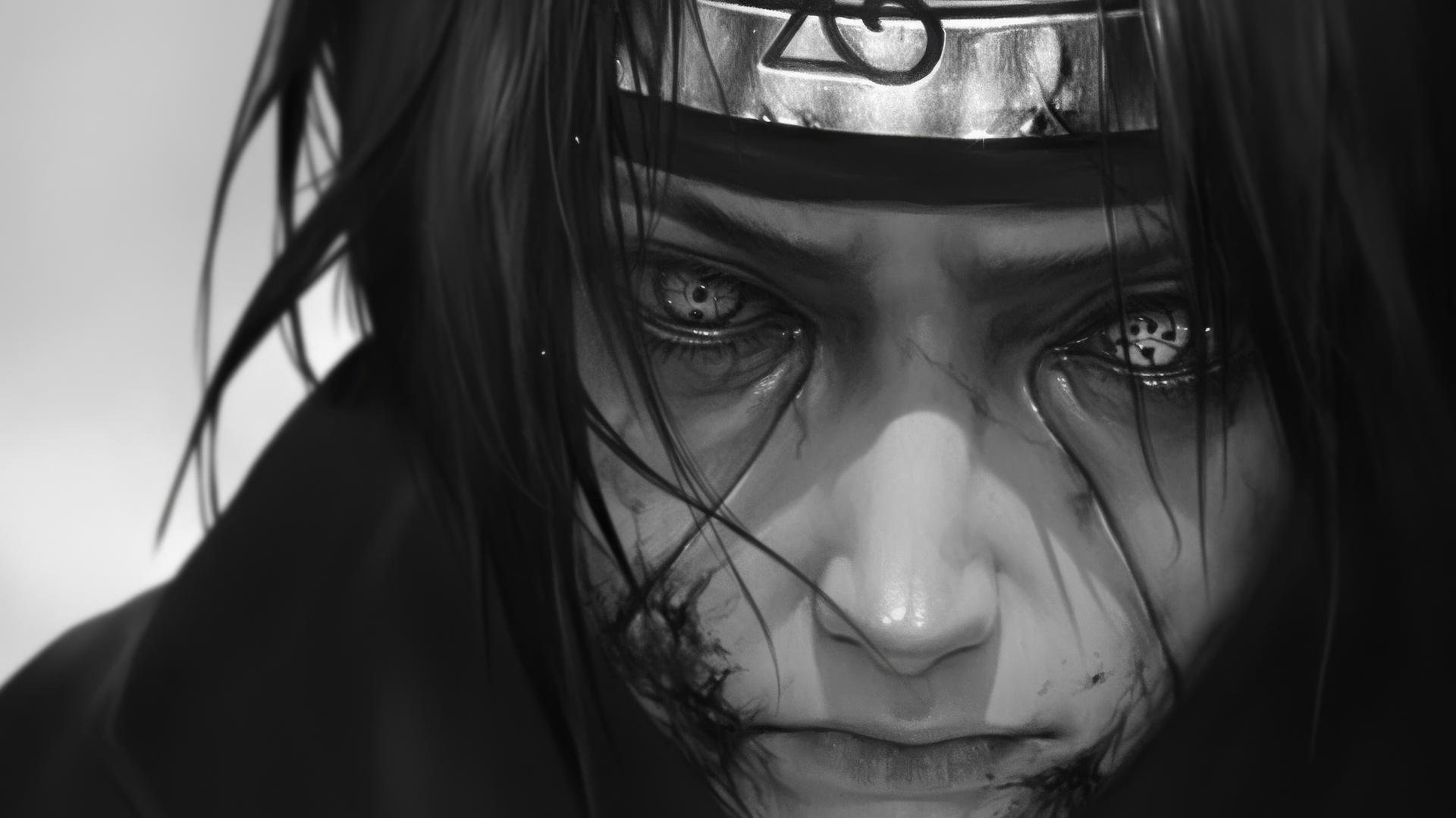 itachi uchiha drawing in graphite pencil with lifelike expression
