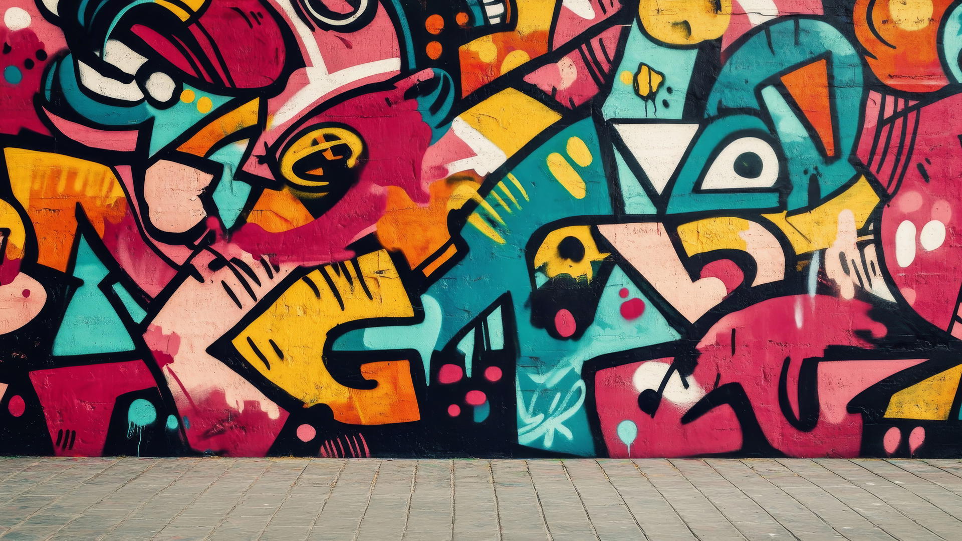 cool wallpapers for boys, graffiti-style mural with bold colors and edgy designs