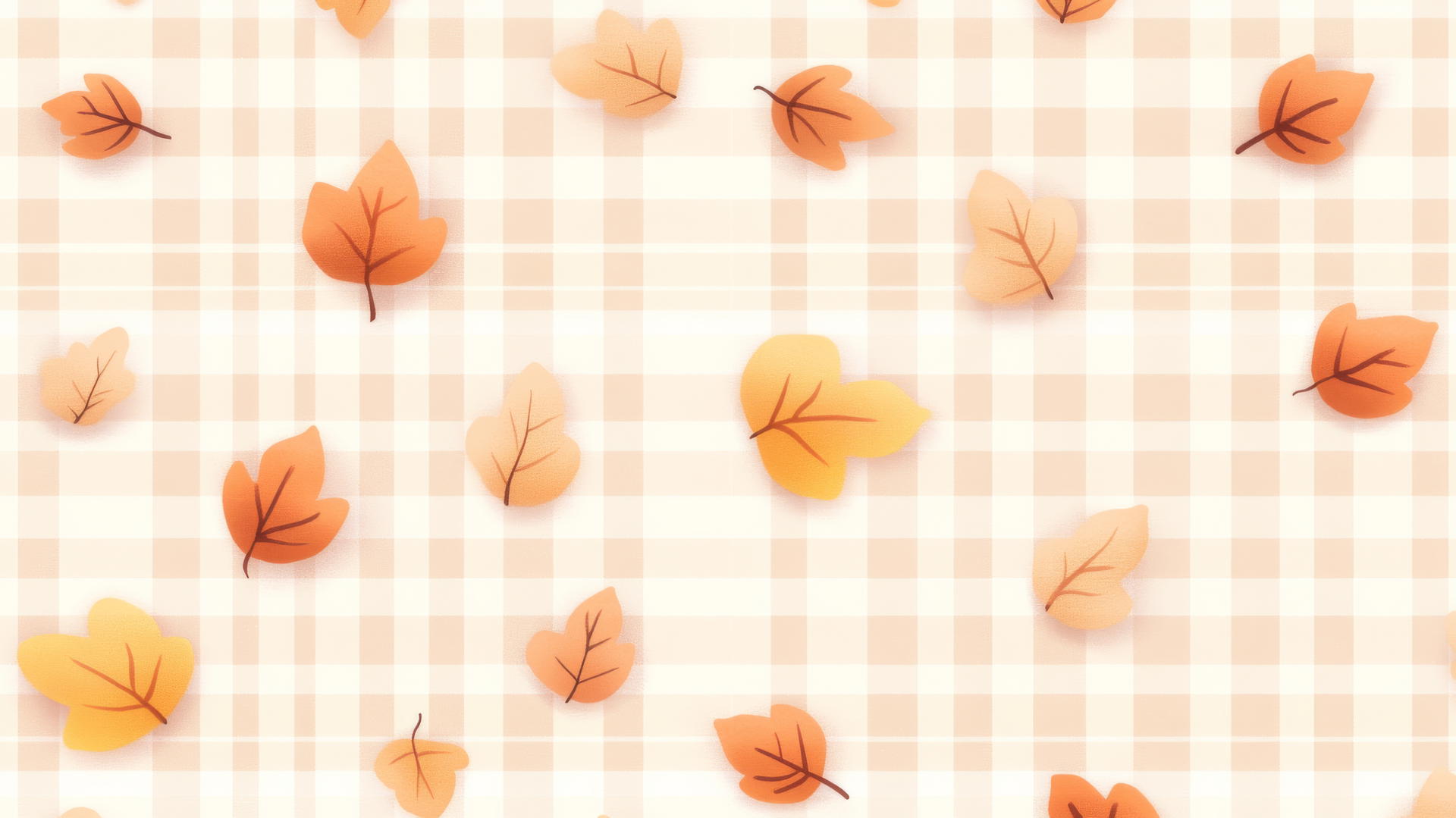 warm-toned plaid with autumn leaves in muted colors