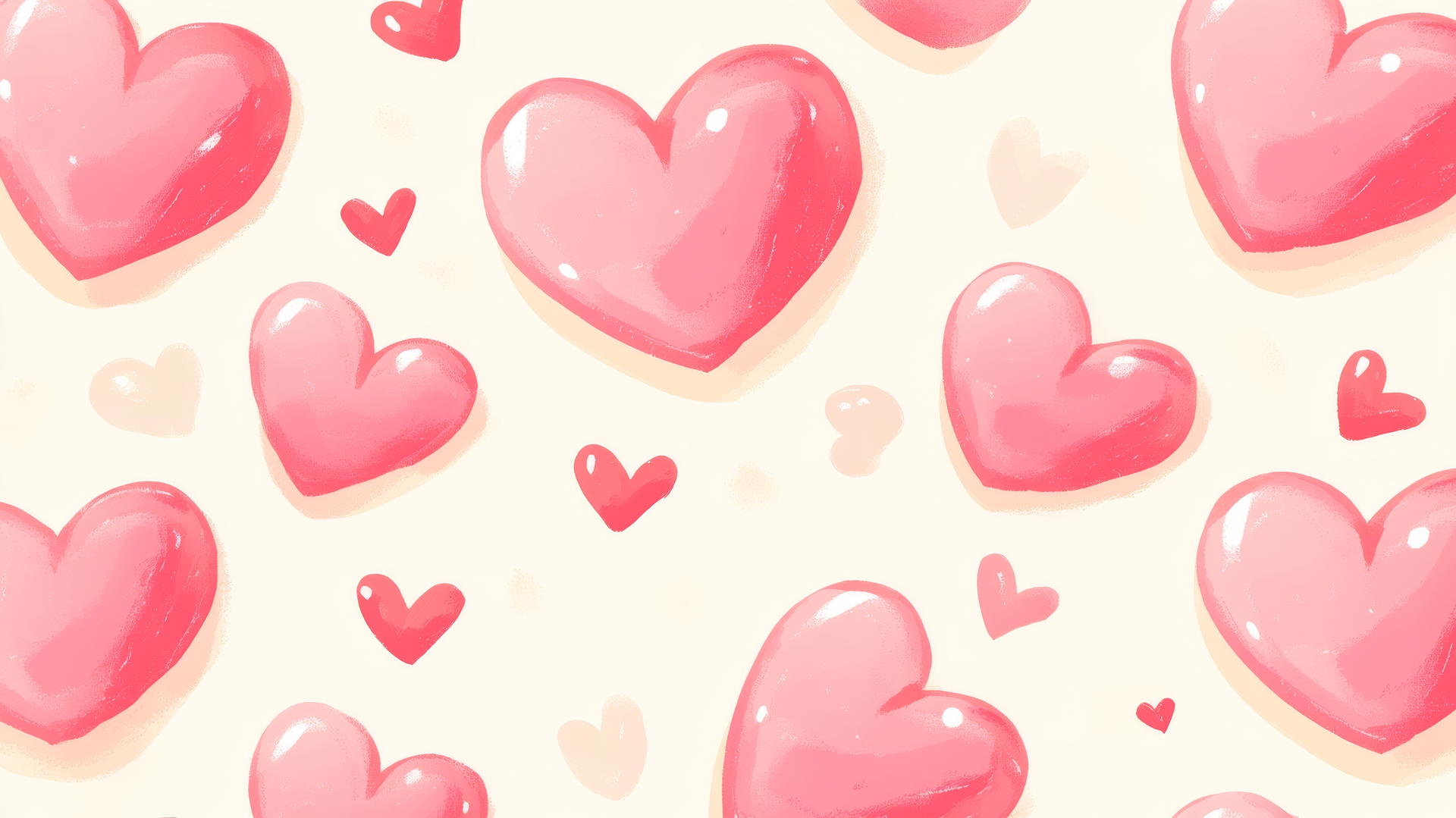 Seamless pink hearts on cream background