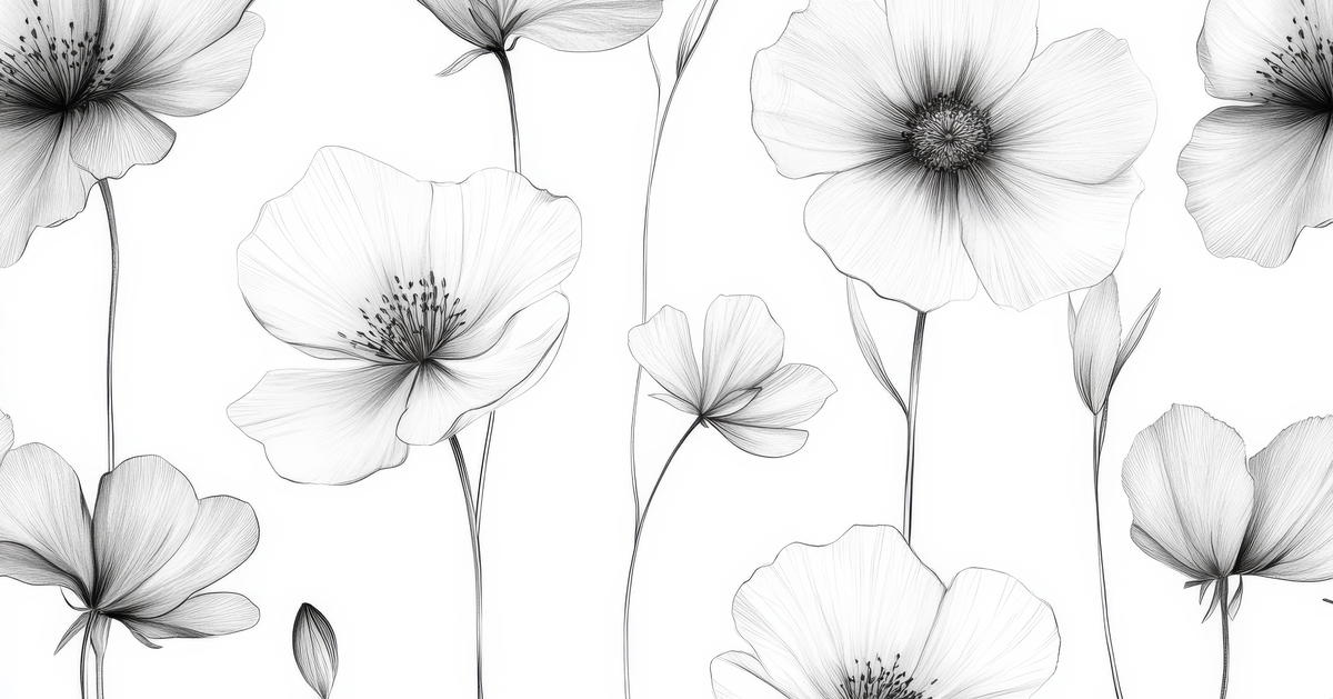 Fonds d'écran 4K HD: papier peint floral noir et blanc