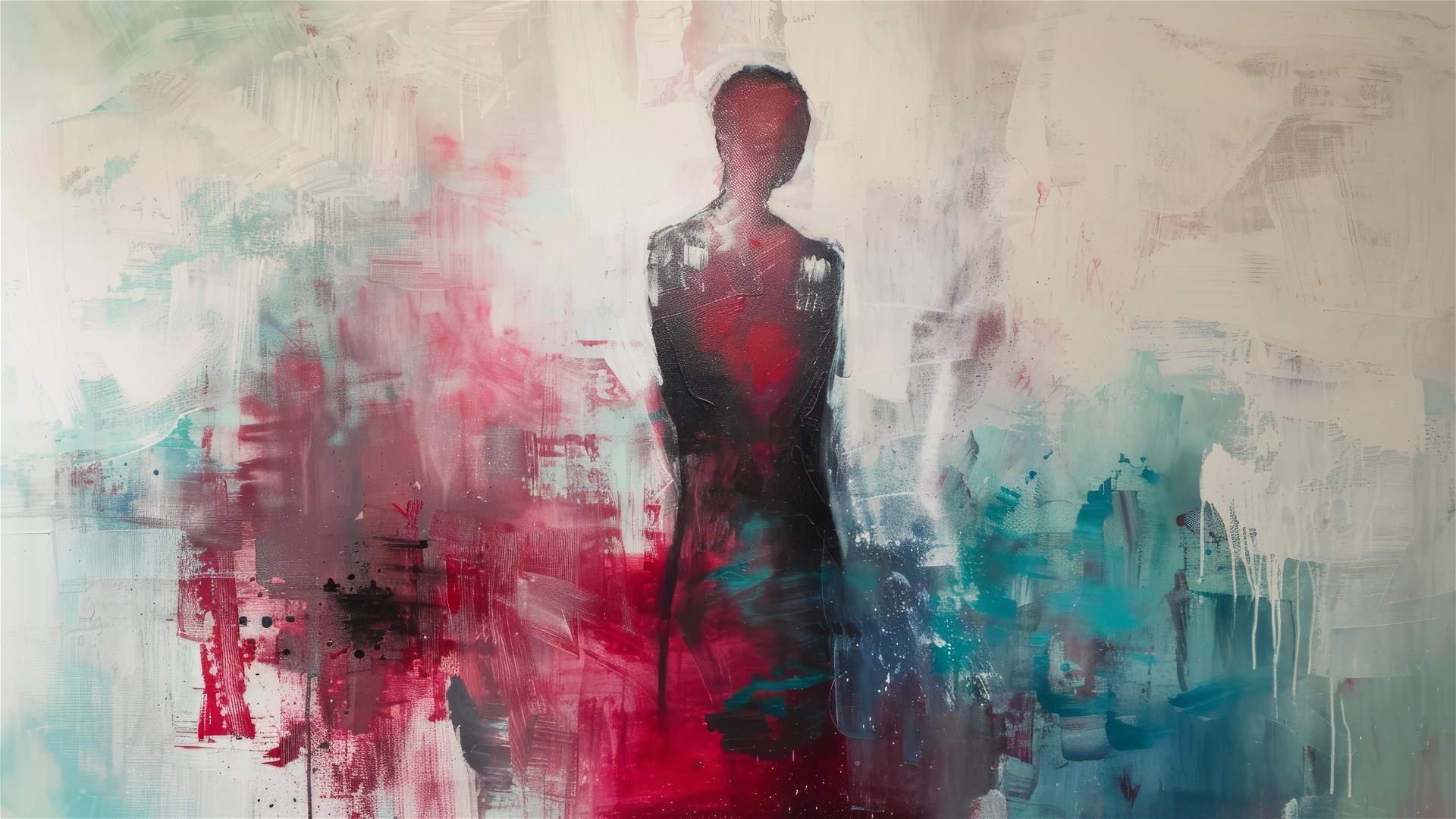 Abstract painting of a woman's full body