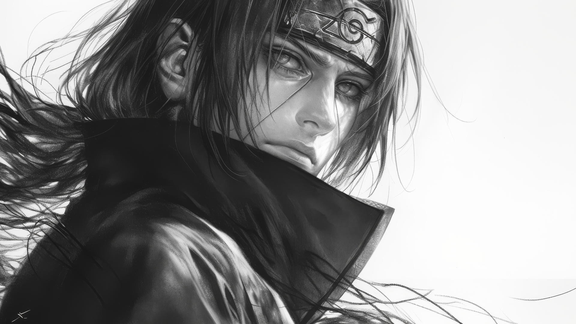 itachi uchiha drawing with lifelike expression