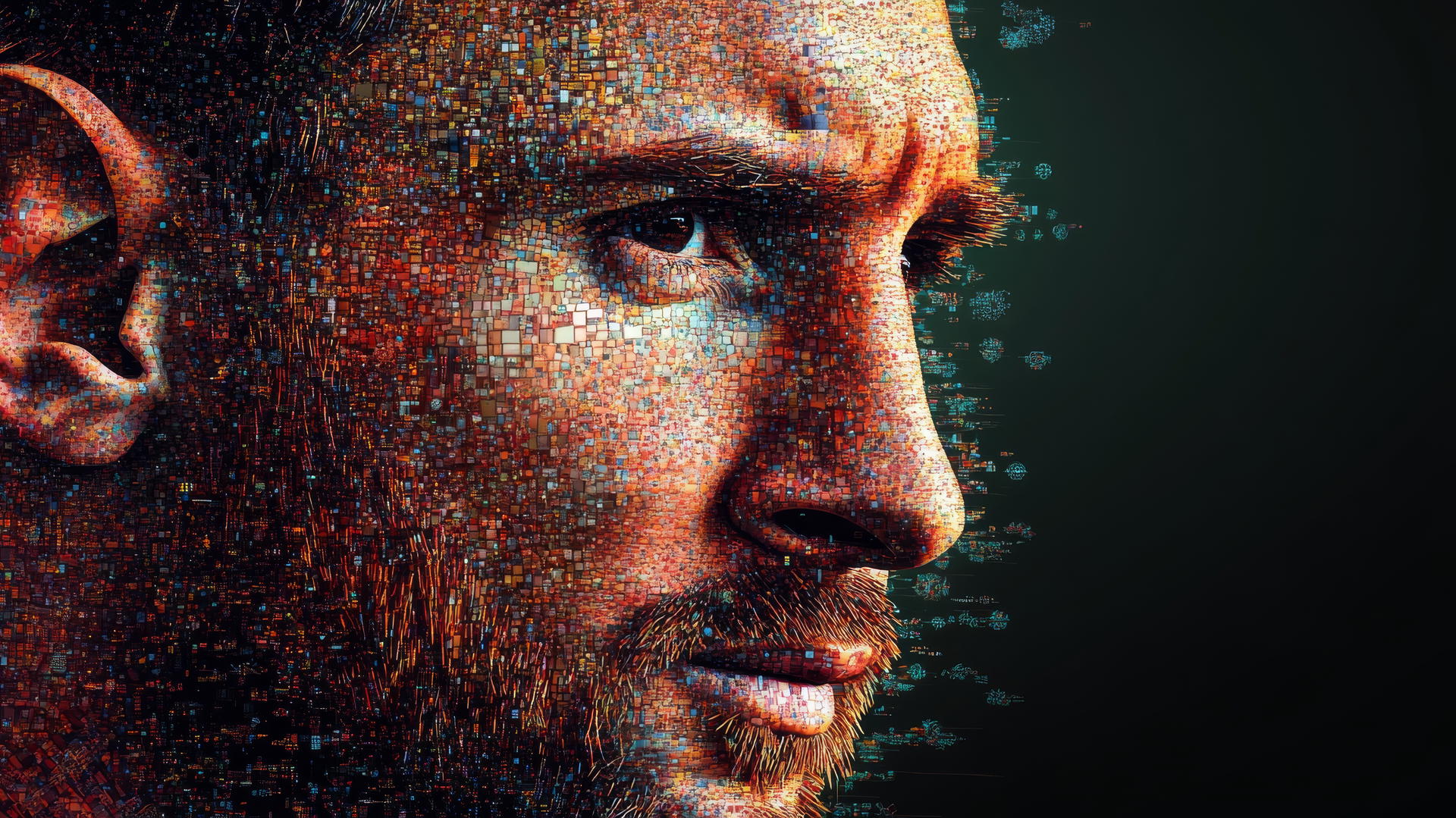 wallpaper messi 4k, mosaic portrait of Messi made of soccer icons