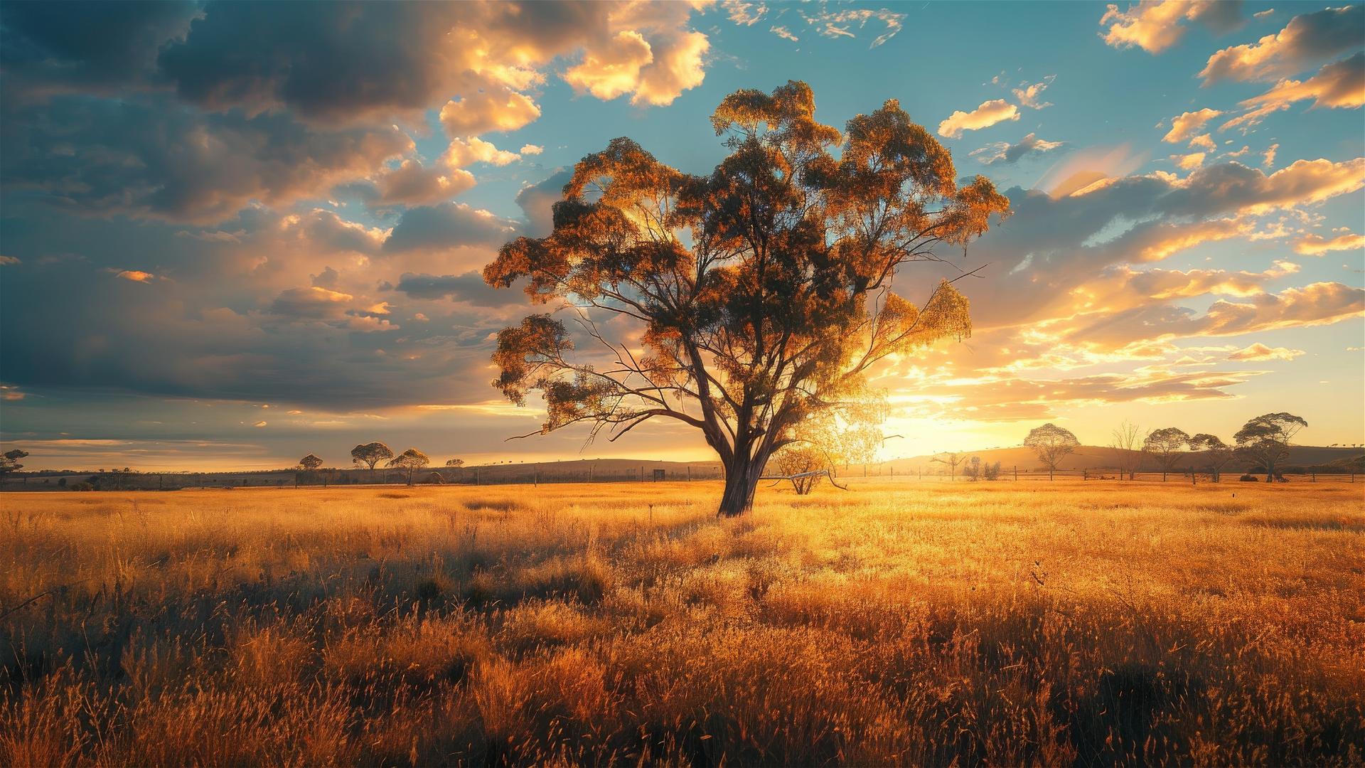Outback Australia plains with Red Gums in New South Wales