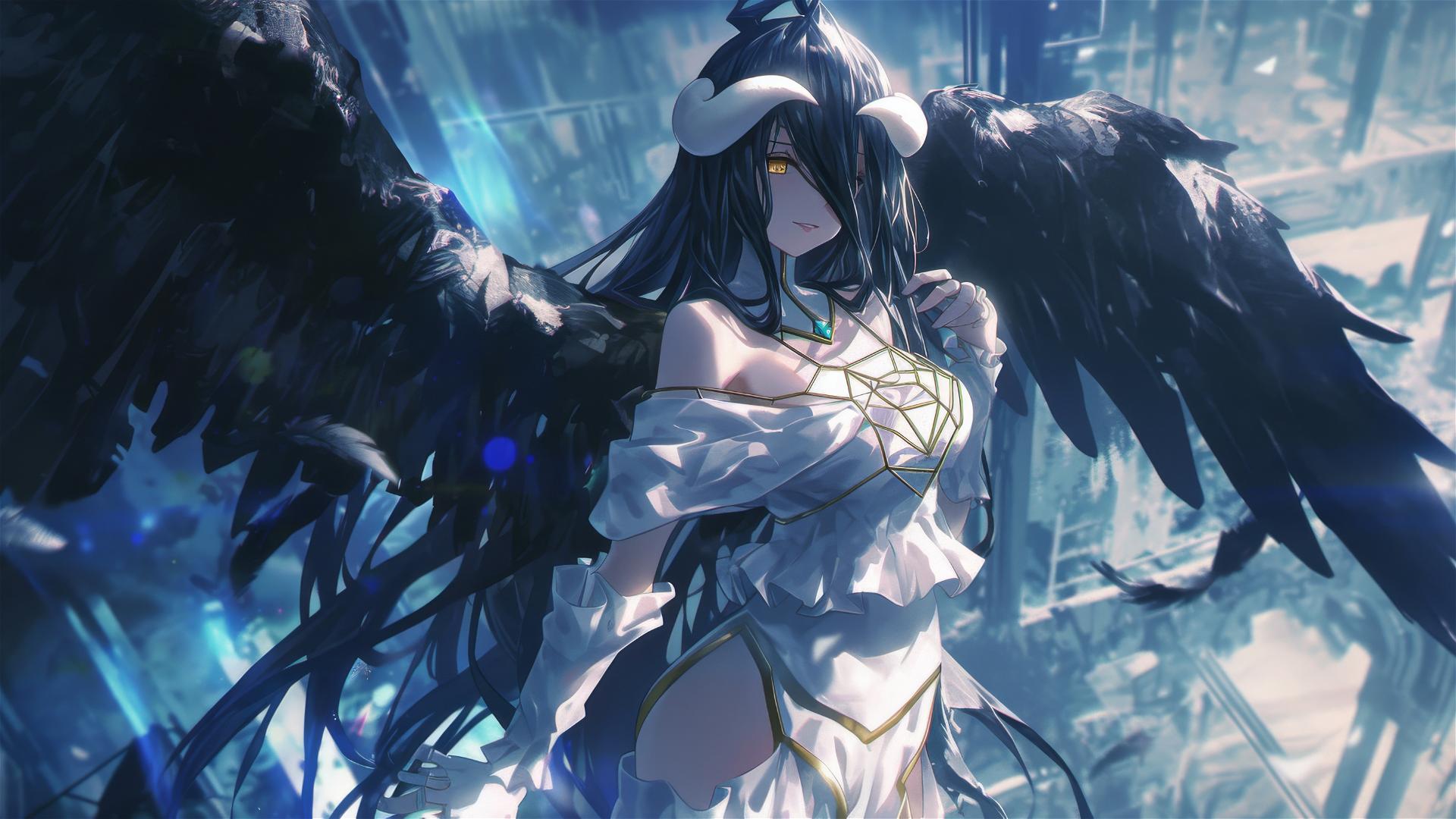 Albedo, a character from Overlord, in a dynamic pose.