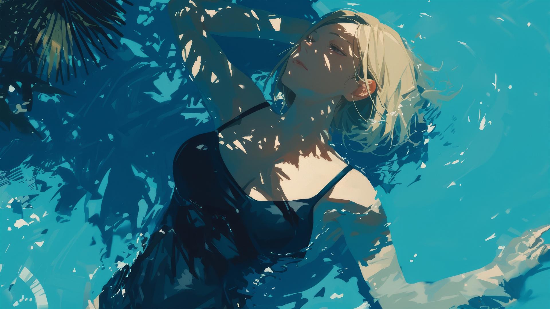 Nobara Kugisaki from Jujutsu Kaisen in moonlit pool