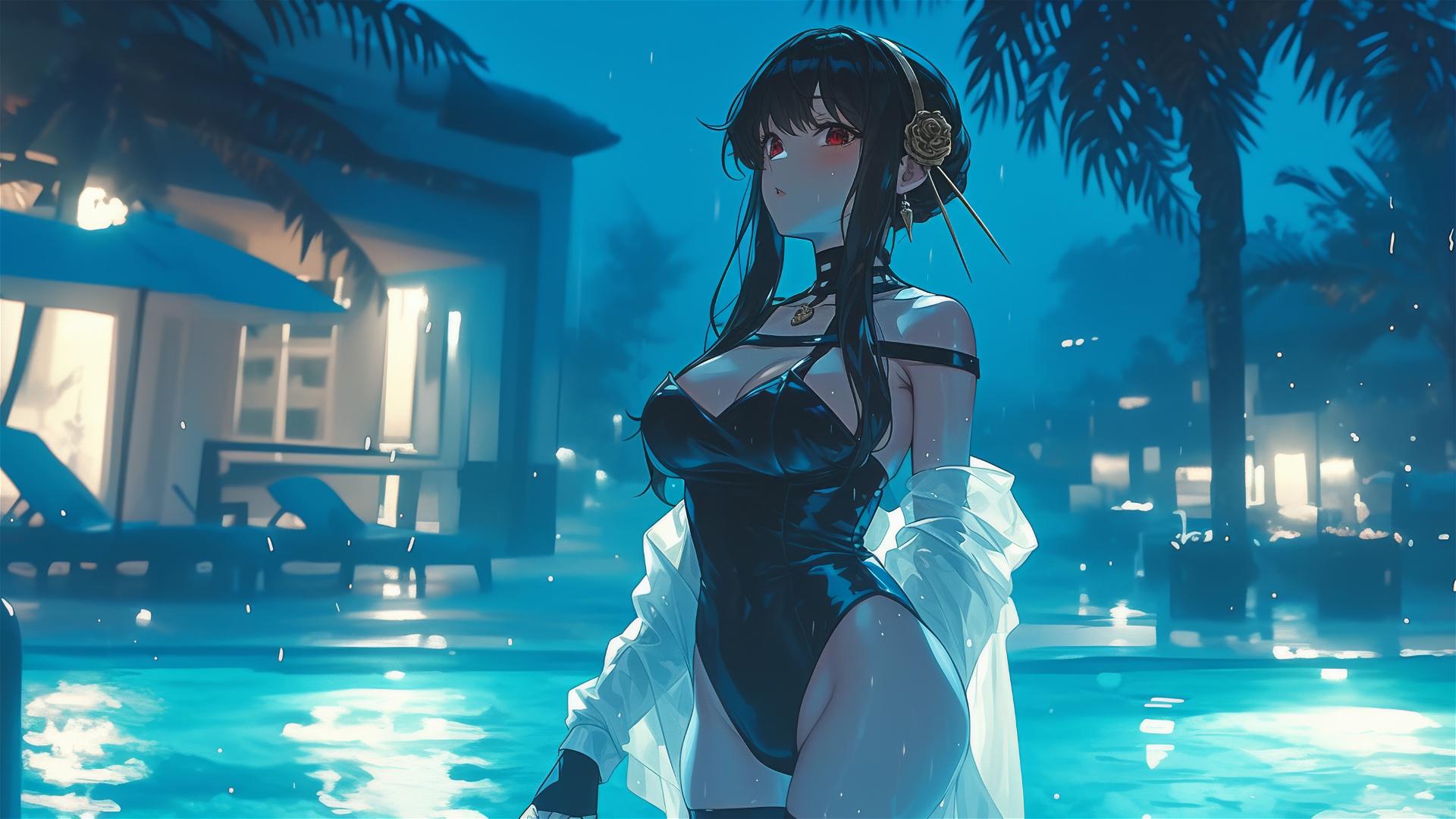 4k-hd-wallpaper-moonlit-poolside-yor-forger-in-bunny-outfit