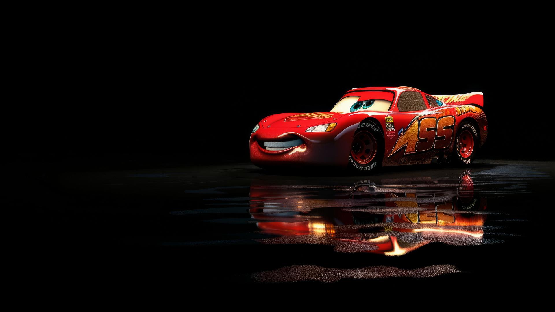Pixar-style Lightning McQueen in Harry Potter theme with spotlight effect