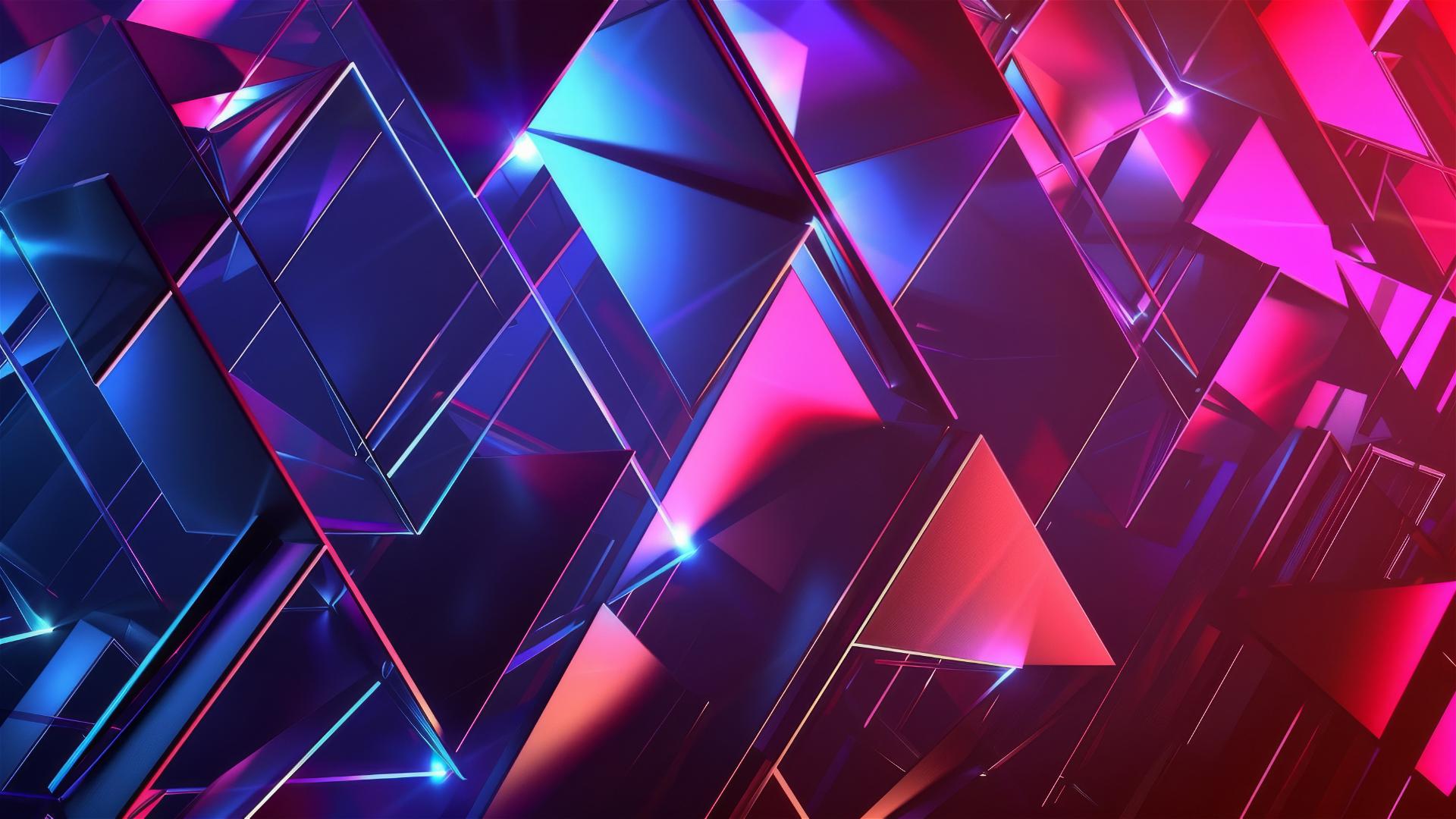Abstract design with colorful triangles and cinematic lighting