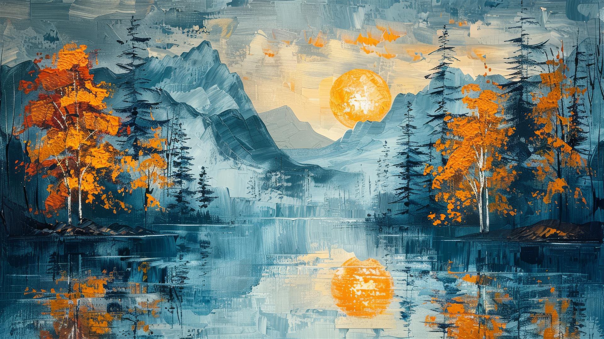 Vintage nature painting with visible brushstrokes