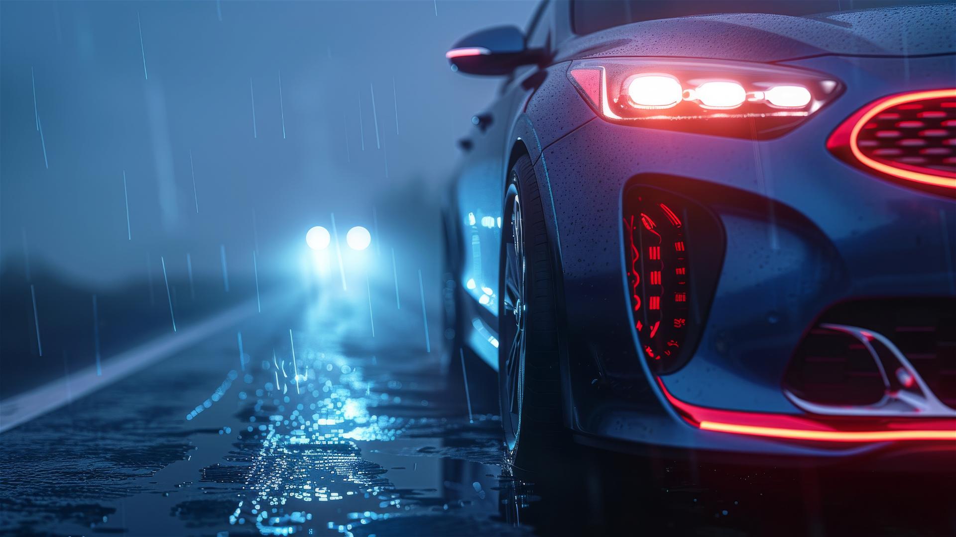 Kia Optima in dim lighting with a gothic, gloomy atmosphere