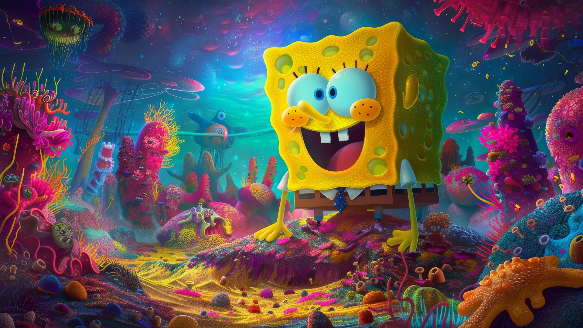 Colorful Spongebob poster art