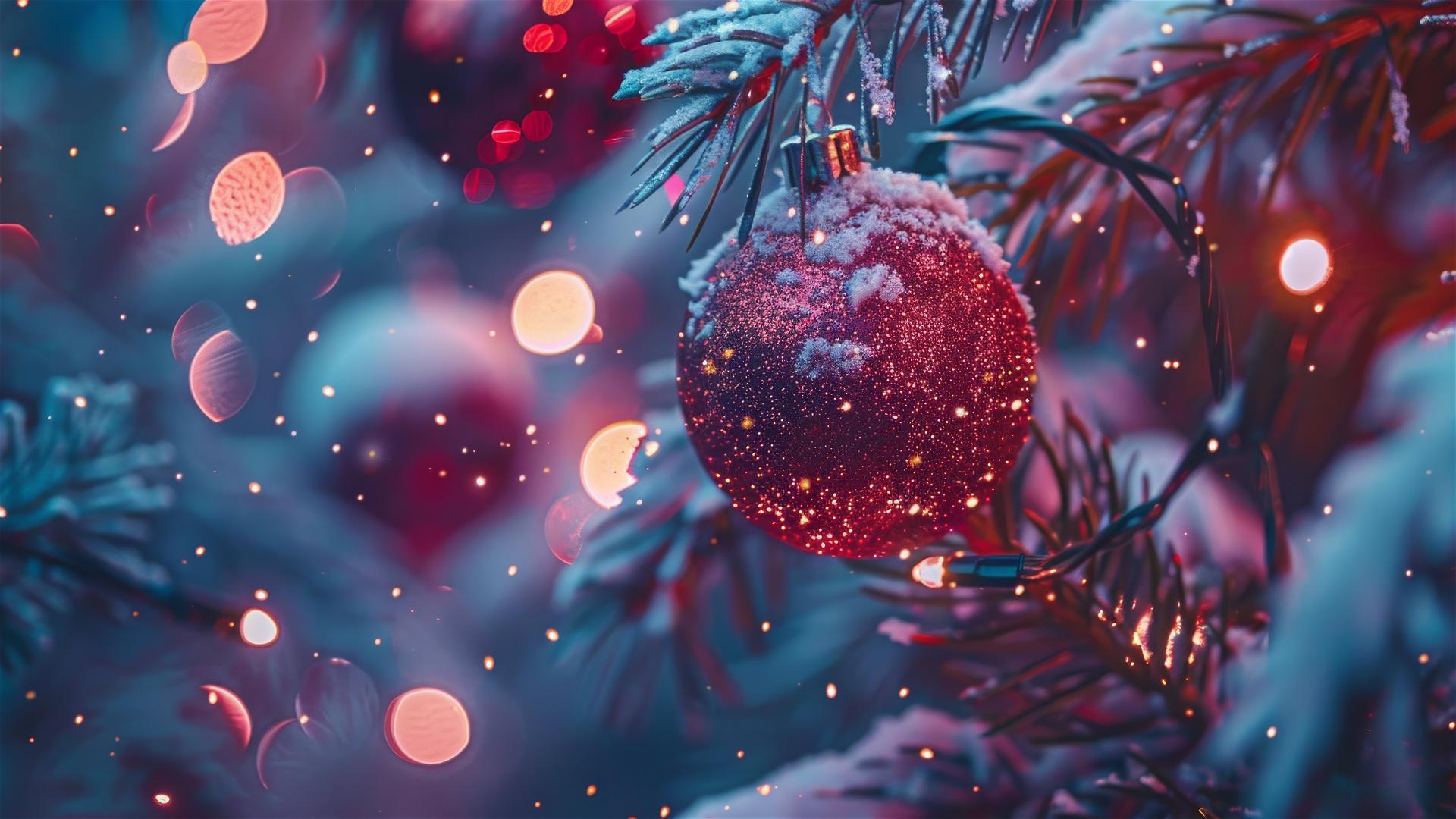 Aesthetic Christmas background with festive elements.