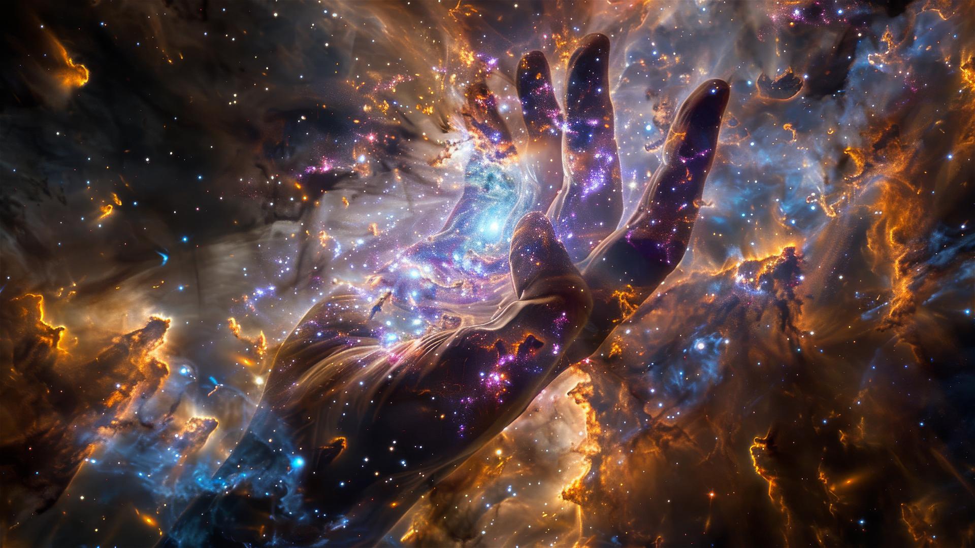 New galaxy forming in the shape of a hand