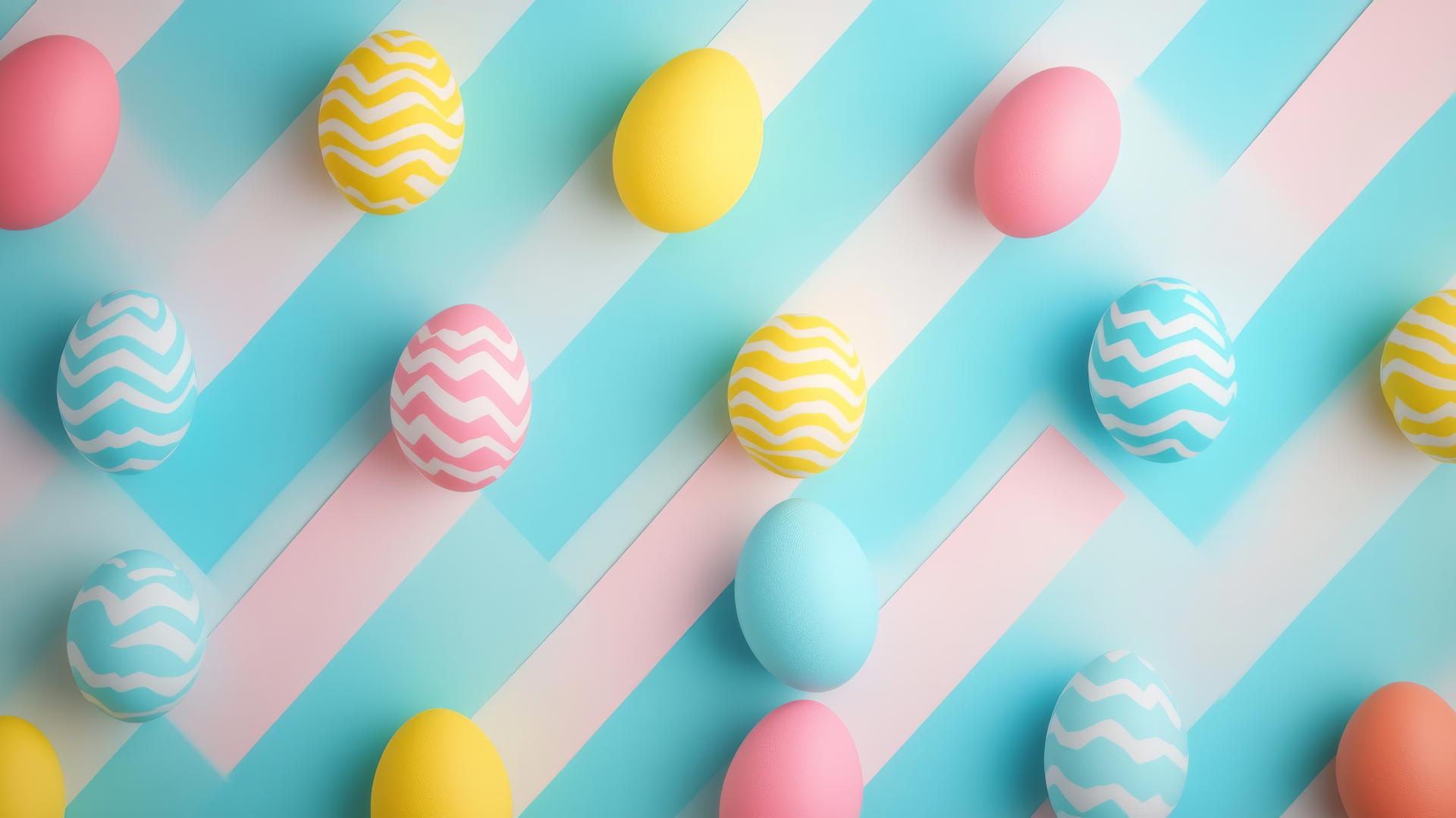 preppy easter wallpaper with pastel chevron stripes and patterned eggs