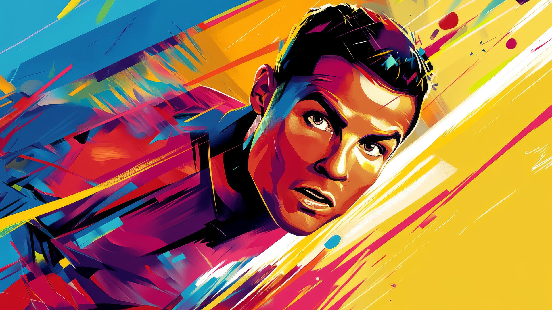 cool Ronaldo wallpaper in comic book style with bold outlines and vibrant colors