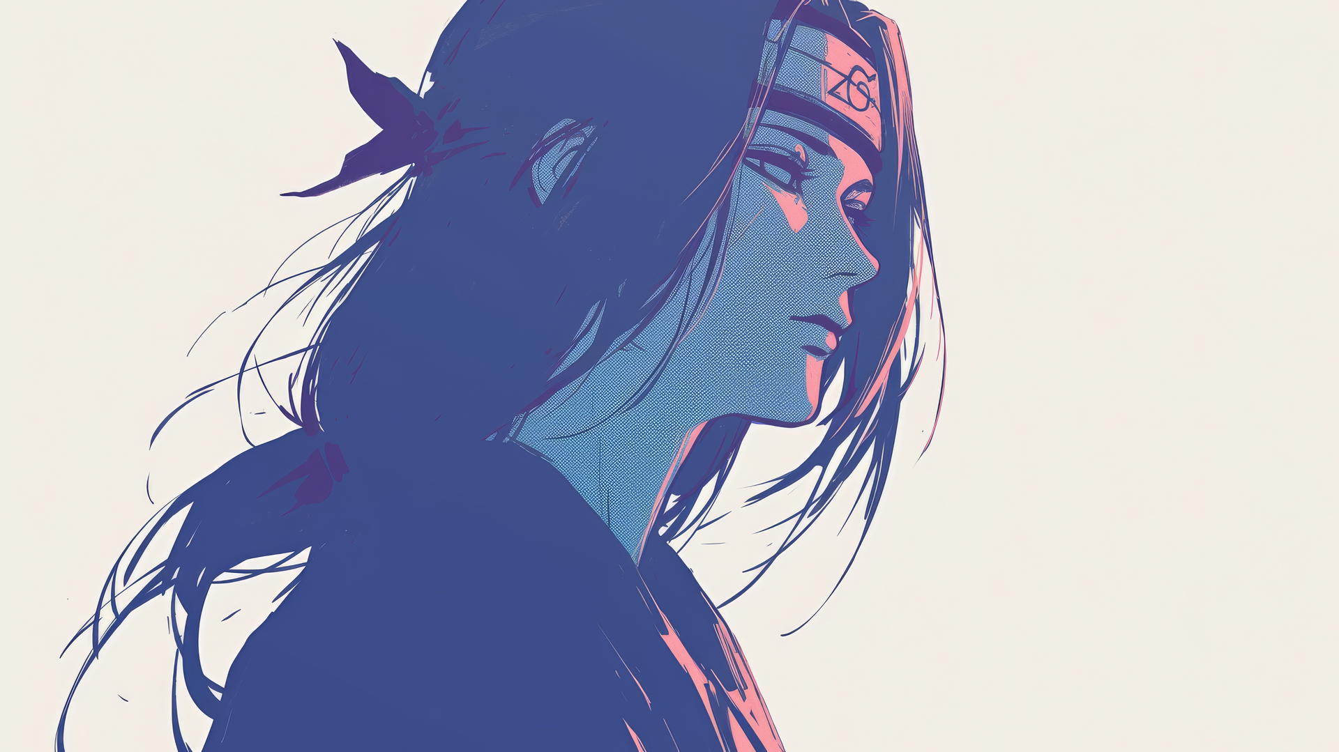 itachi uchiha drawing in minimalist line art with a single continuous stroke